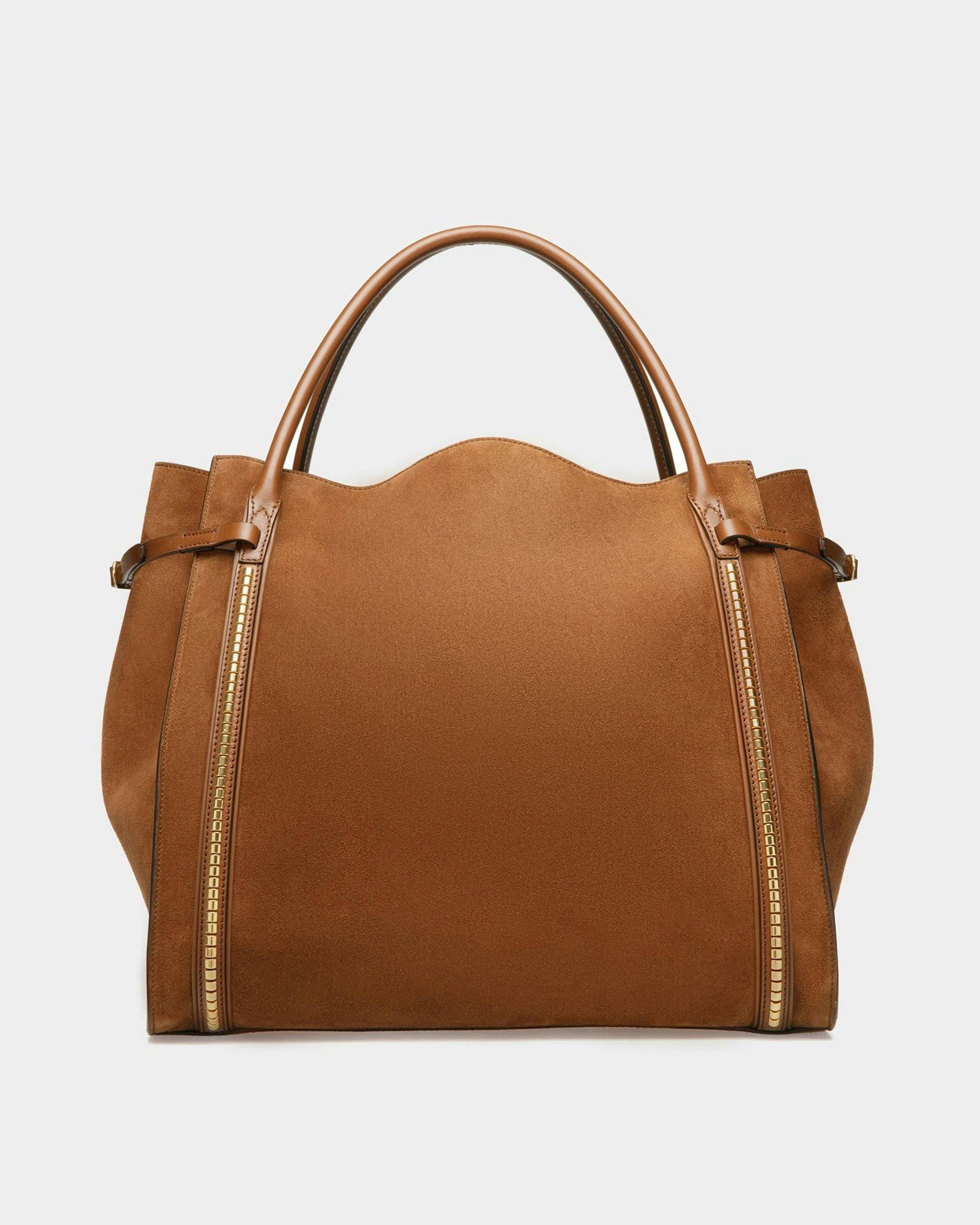 Chesney Extra Large Tote Bag In Brown Suede Leather - Women's - Bally - 03