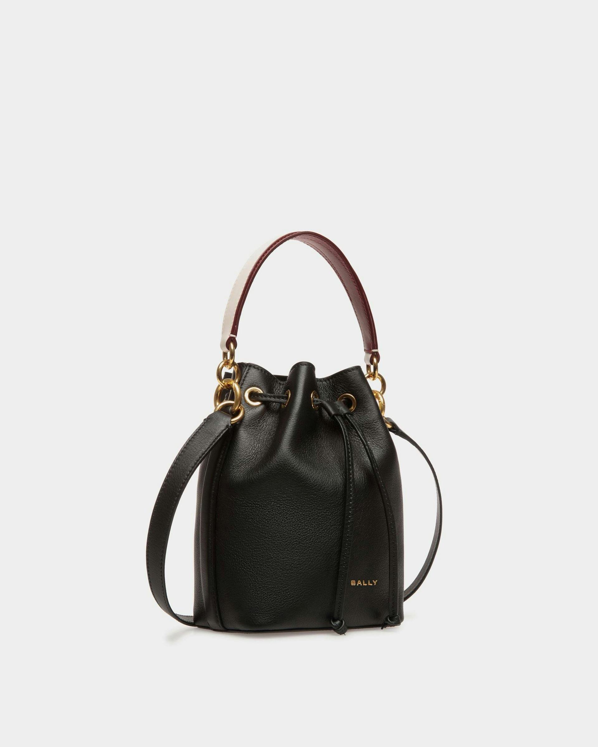 Women's Code Mini Bucket Bag in Black Leather | Bally | Still Life 3/4 Front