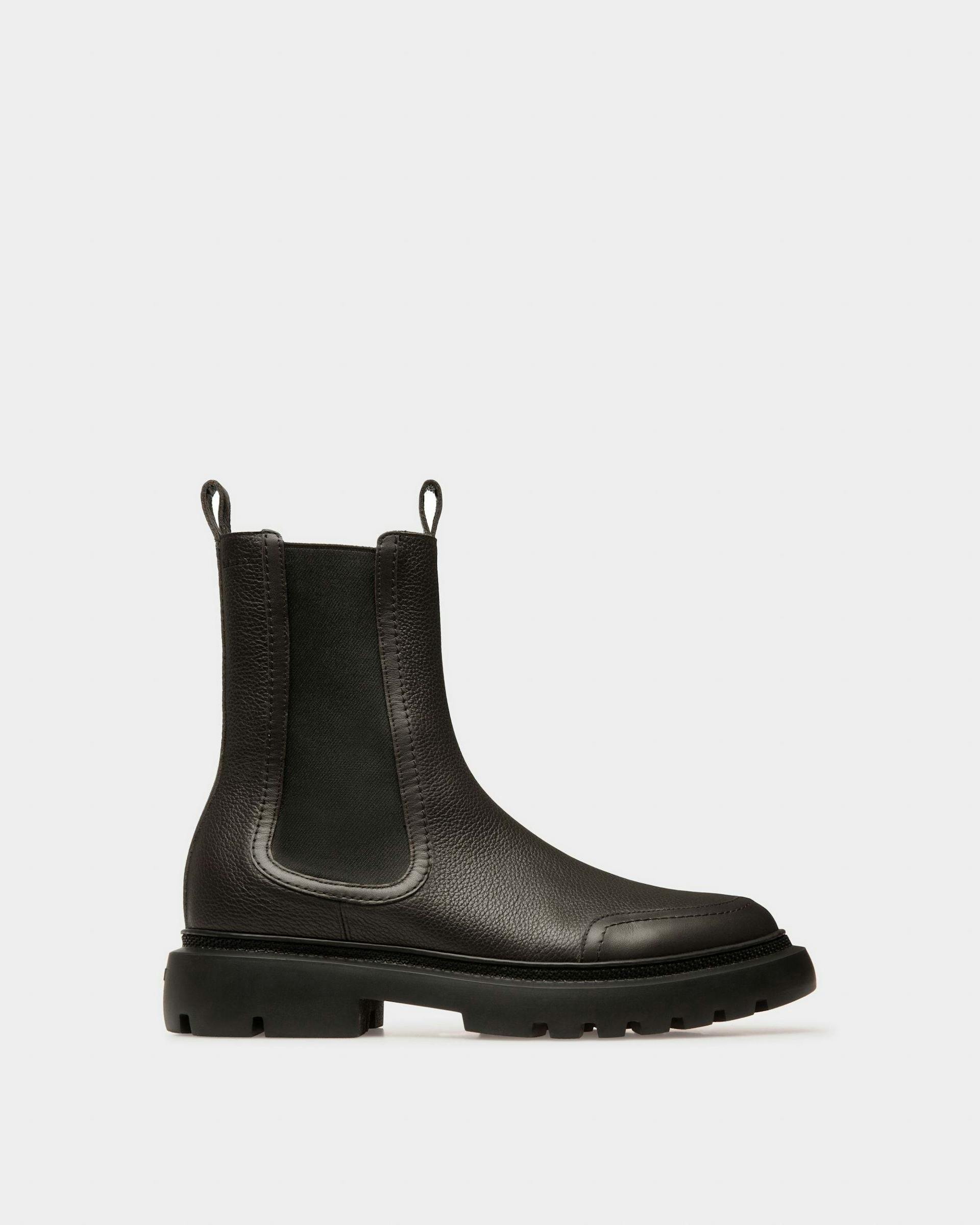 Ginny Flat Leather Boots In Black - Women's - Bally - 01