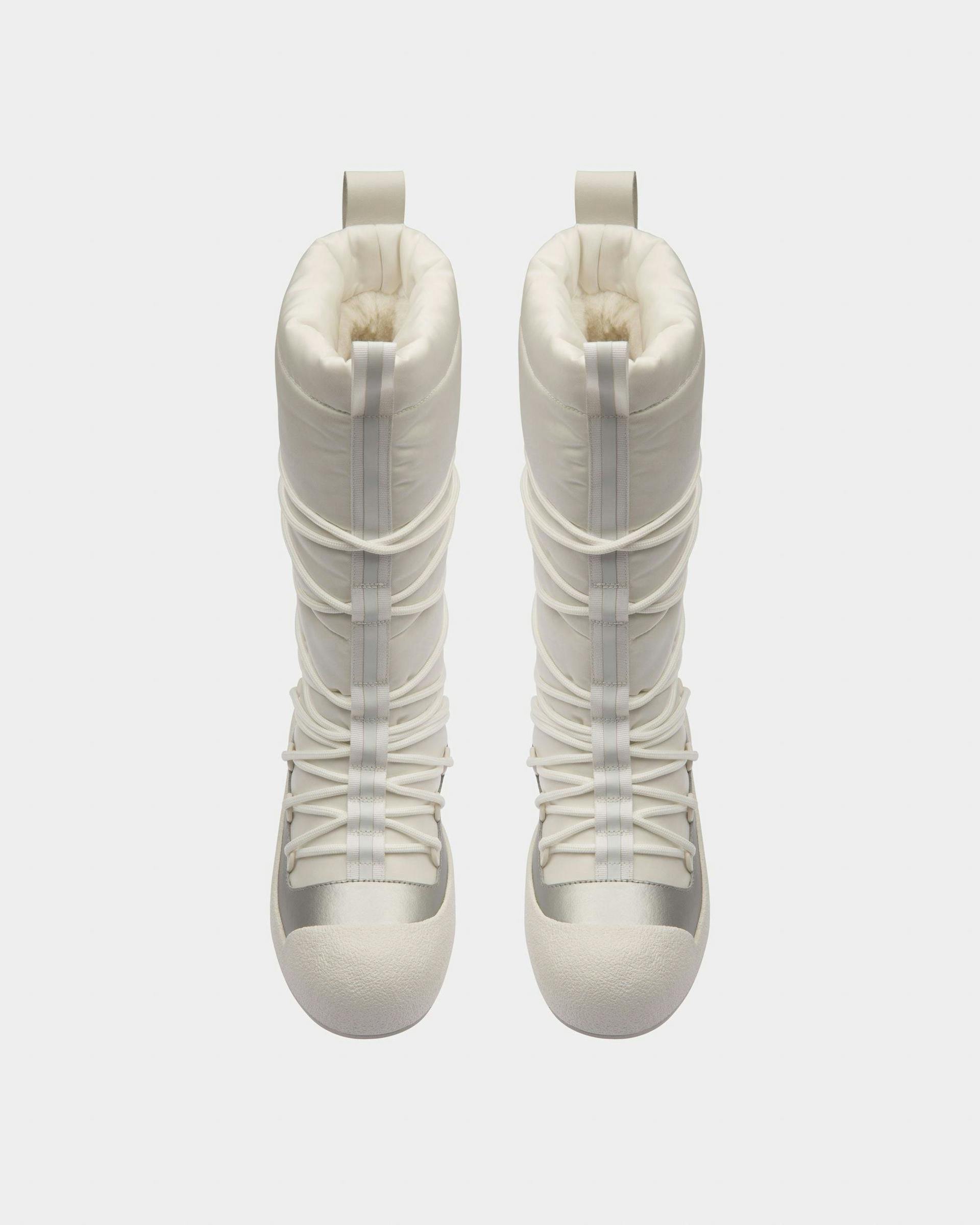 Cathye Recycled Nylon & Leather Boots In White & Silver - Women's - Bally - 02