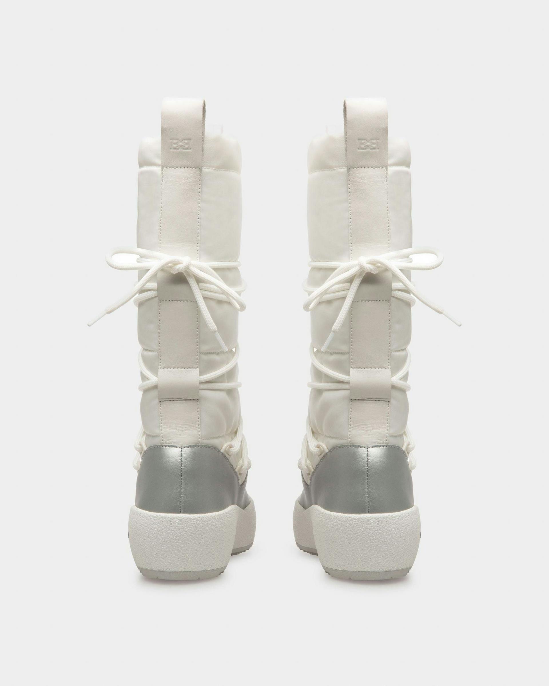 Cathye Recycled Nylon & Leather Boots In White & Silver - Women's - Bally - 04