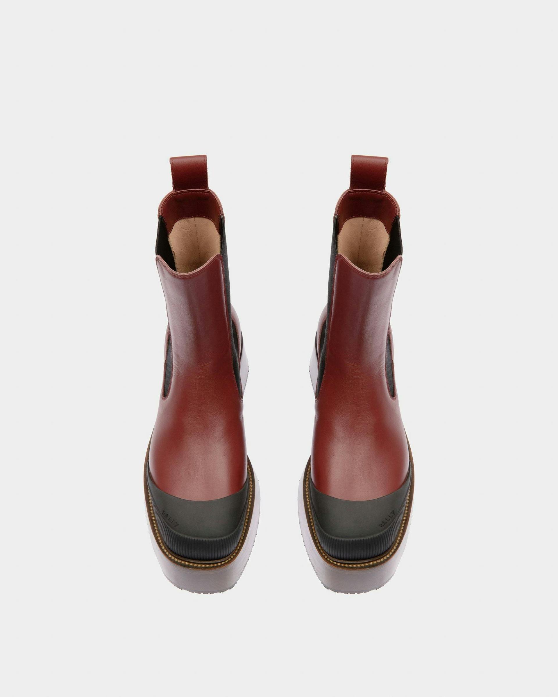 Ilene Leather Booties In Heritage Red - Women's - Bally - 02