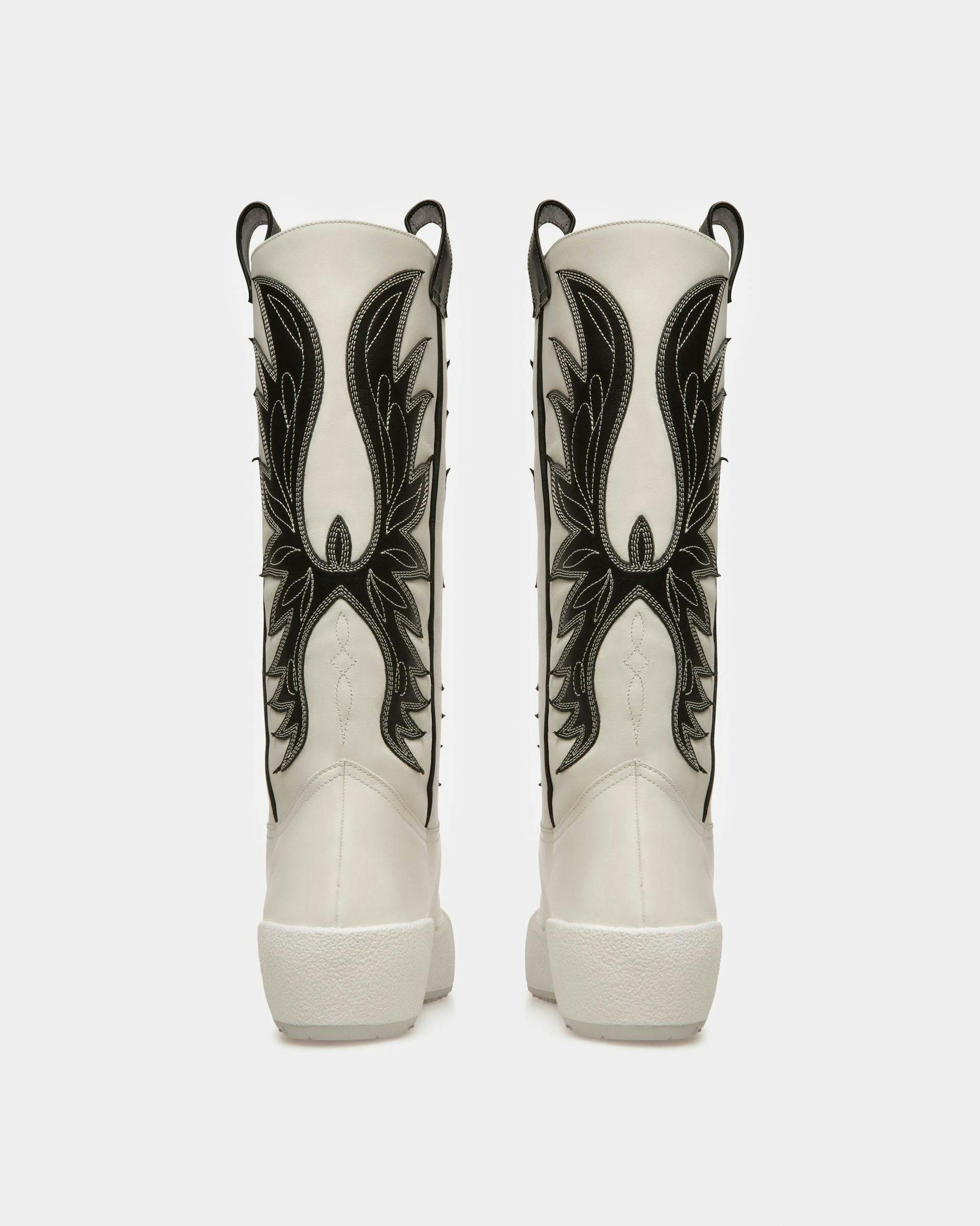 Chambery Leather Long Boots In White & Black - Women's - Bally - 04