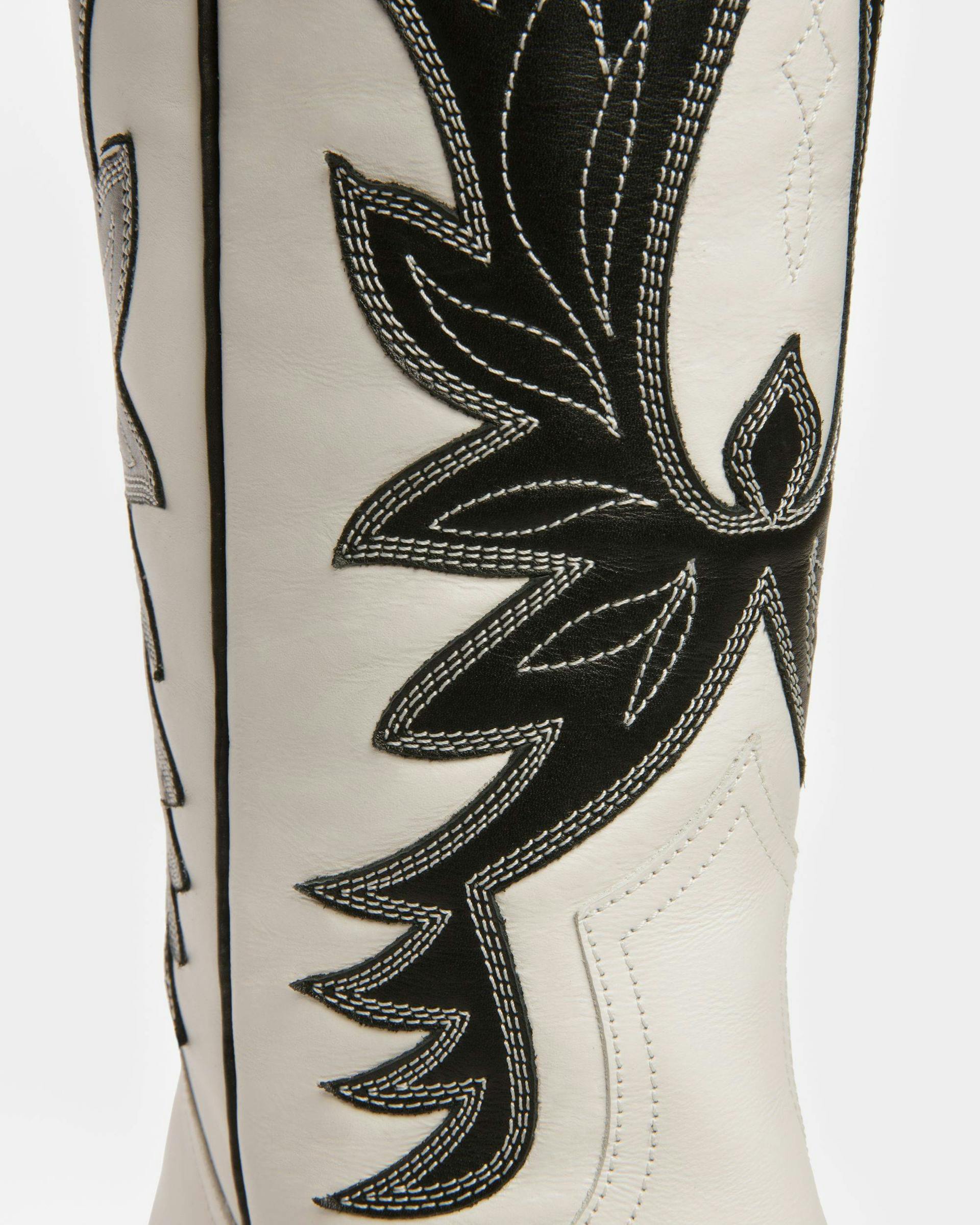 Chambery Leather Long Boots In White & Black - Women's - Bally - 06