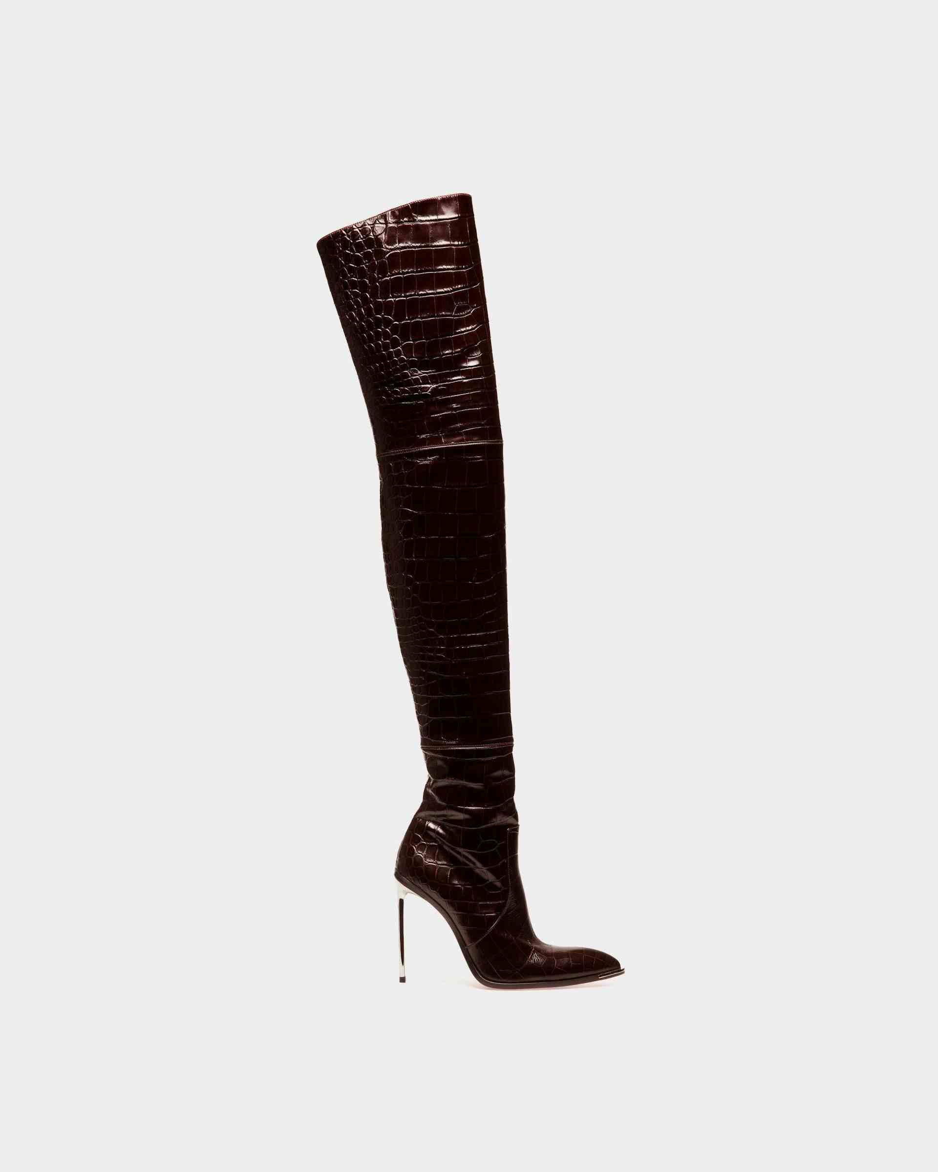 Hedy Long Boots In Burgundy Leather - Women's - Bally