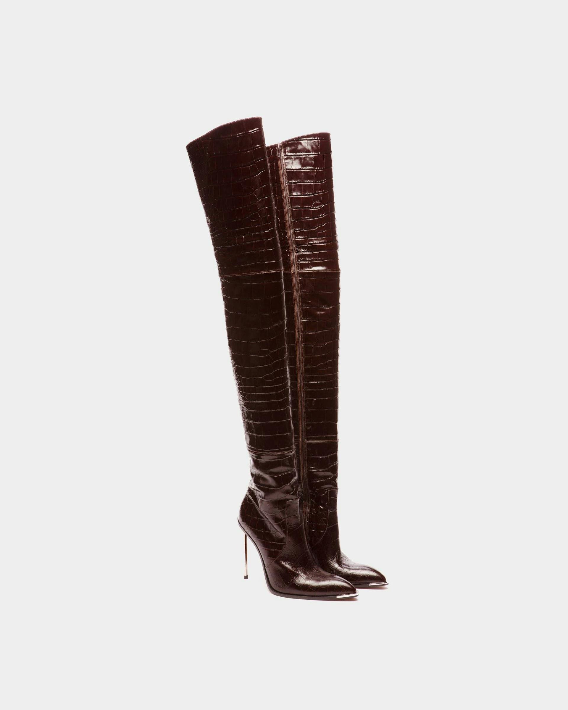 Hedy Long Boots In Burgundy Leather - Women's - Bally - 03