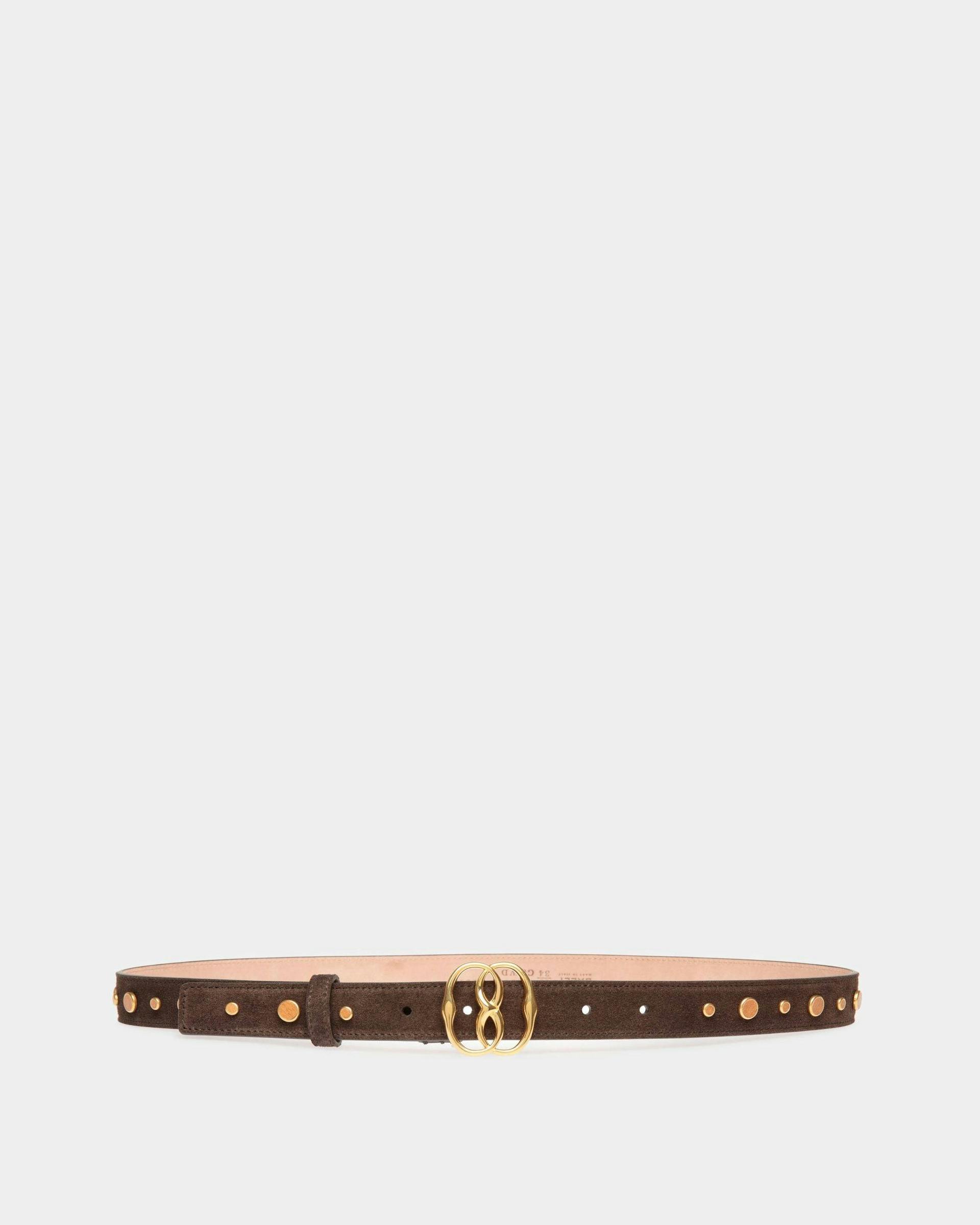 Emblem Fixed Belt In Brown Leather - Women's - Bally - 01