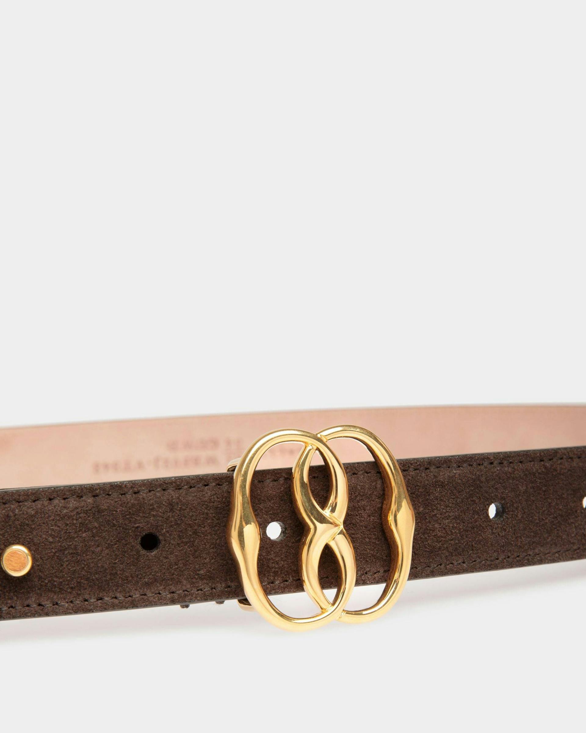 Emblem Fixed Belt In Brown Leather - Women's - Bally - 03