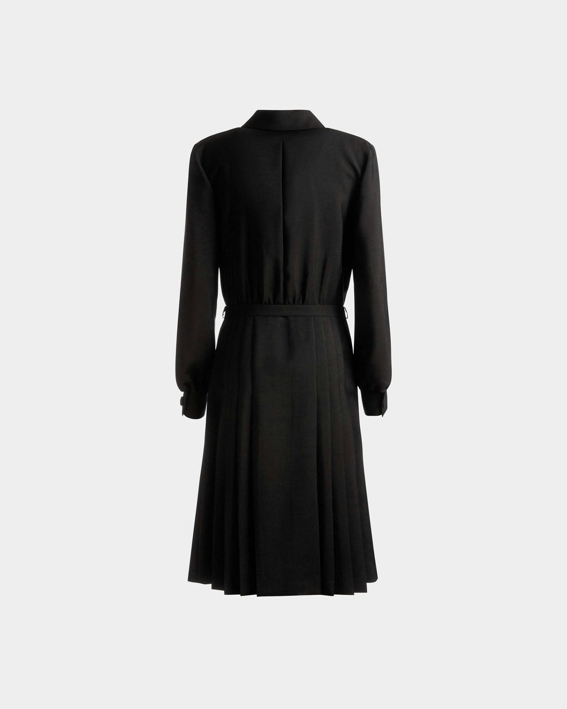 Emblem Belted Dress In Black Mohair Wool Mix - Women's - Bally - 07