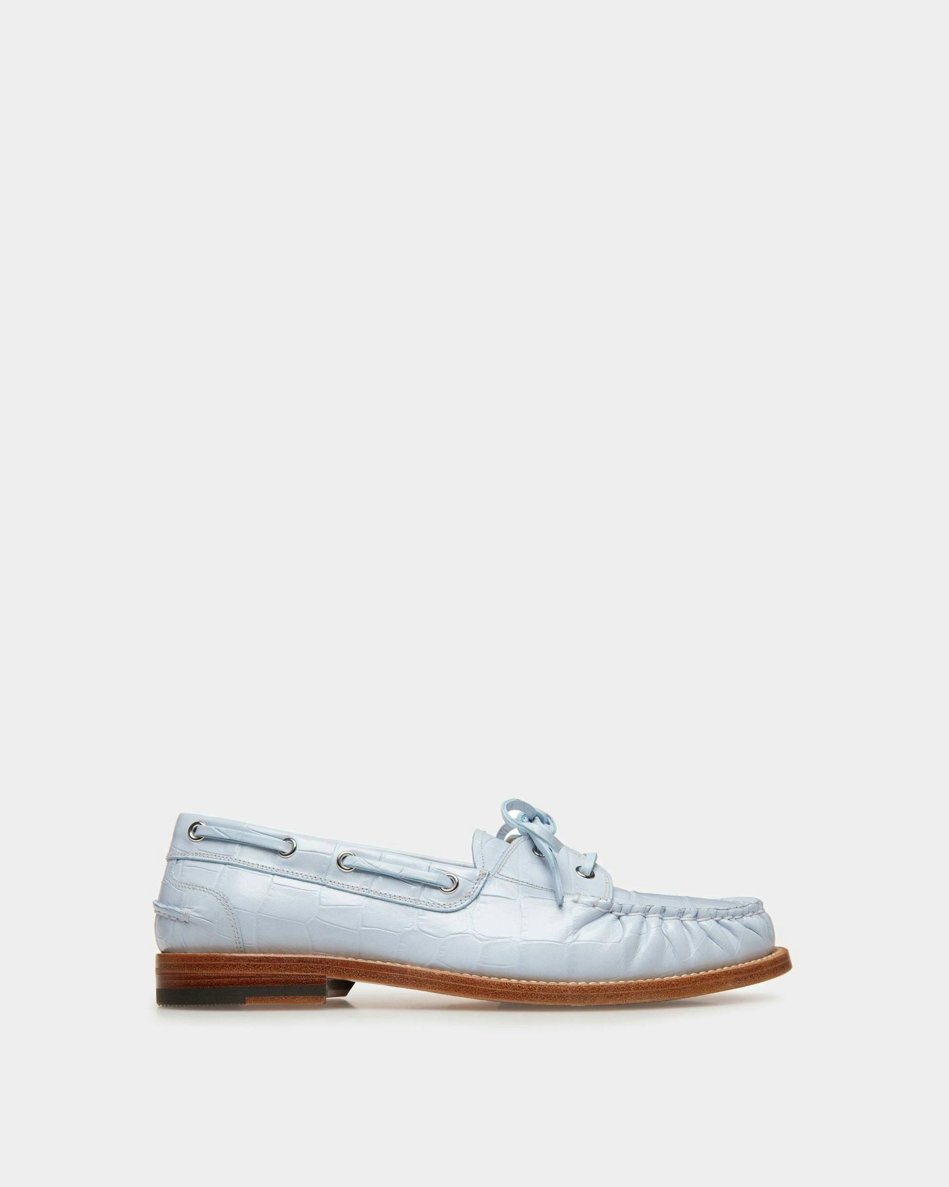 Rome Moccasins In Light Blue Leather - Women's - Bally - 01