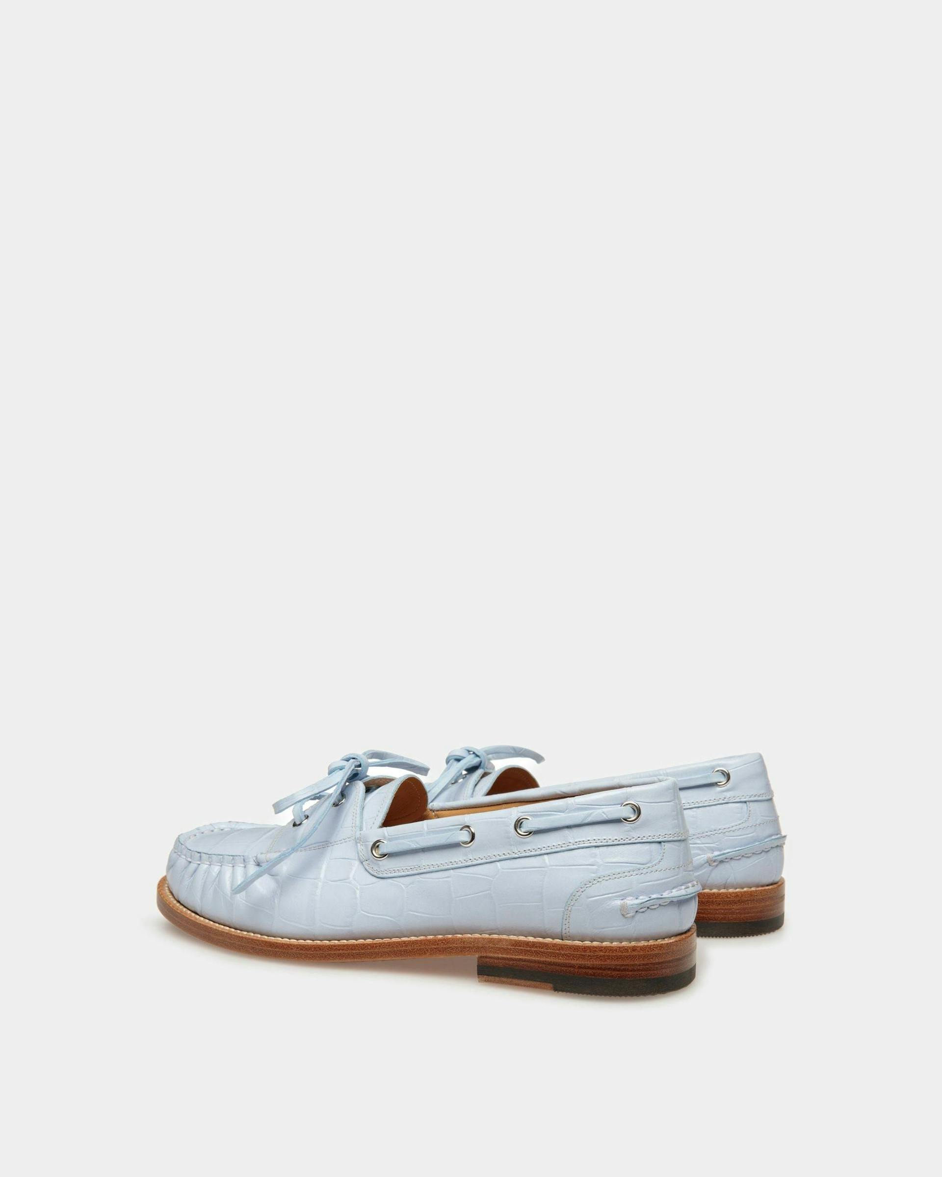Rome Moccasins In Light Blue Leather - Women's - Bally - 03