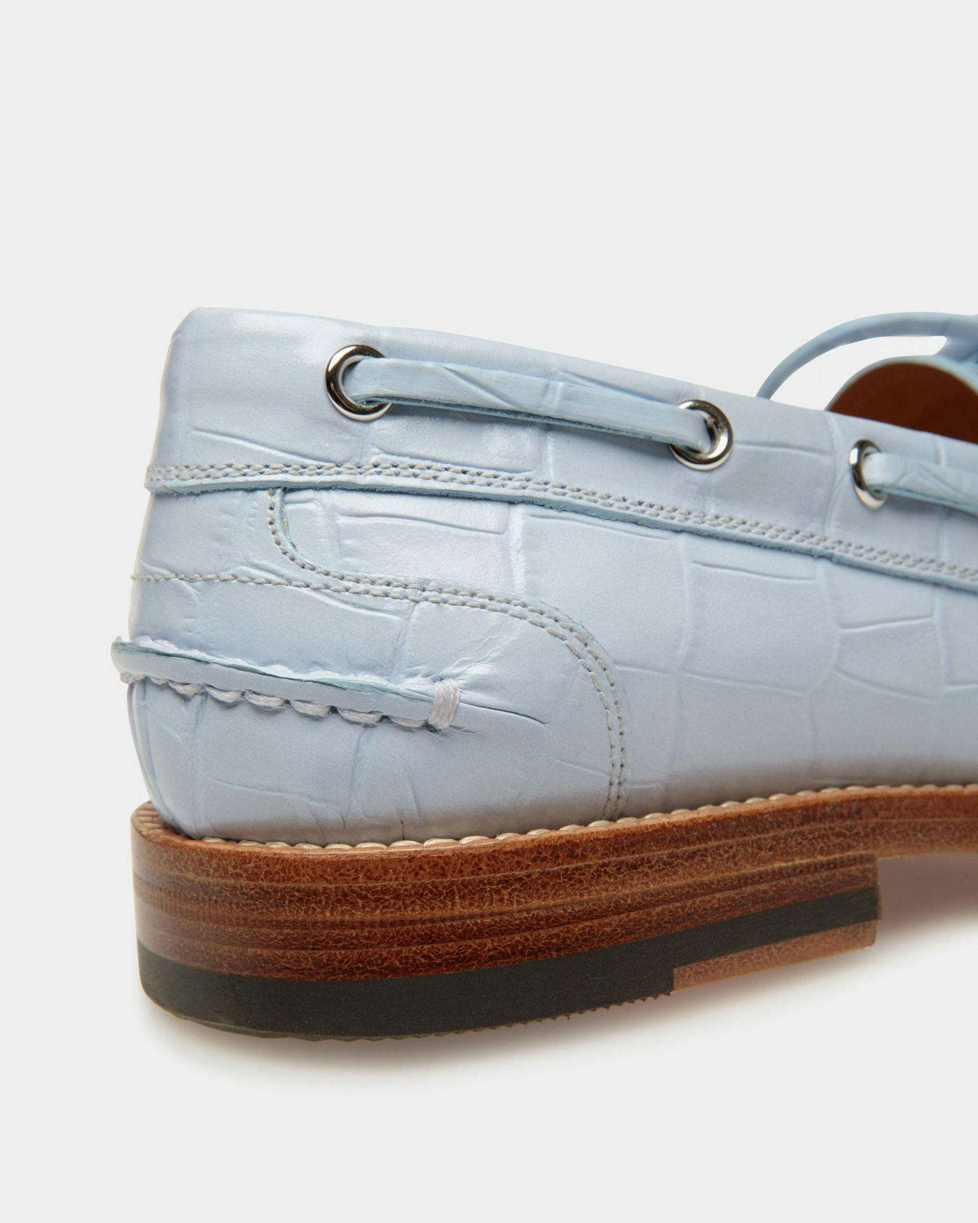 Rome Moccasins In Light Blue Leather - Women's - Bally - 04