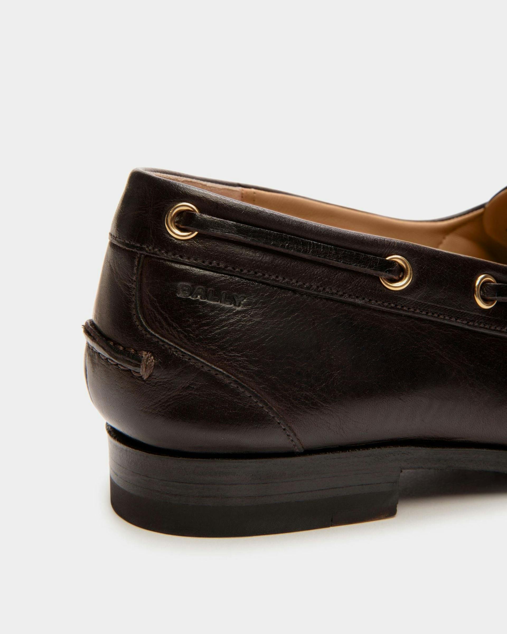 Women's Plume Moccasin in Dark Brown Leather | Bally | Still Life Detail