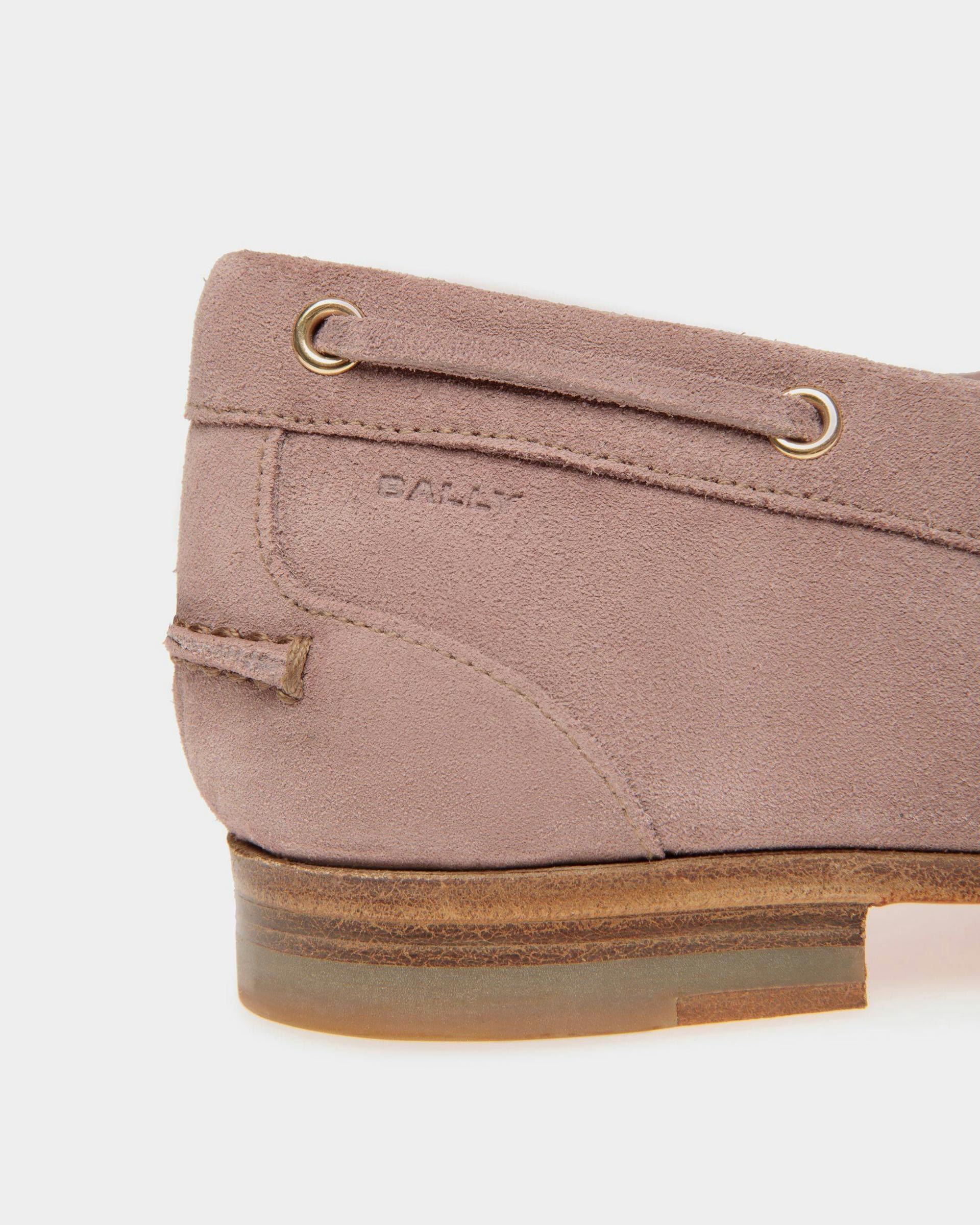 Women's Plume Moccasin in Light Mauve Suede | Bally | Still Life Detail