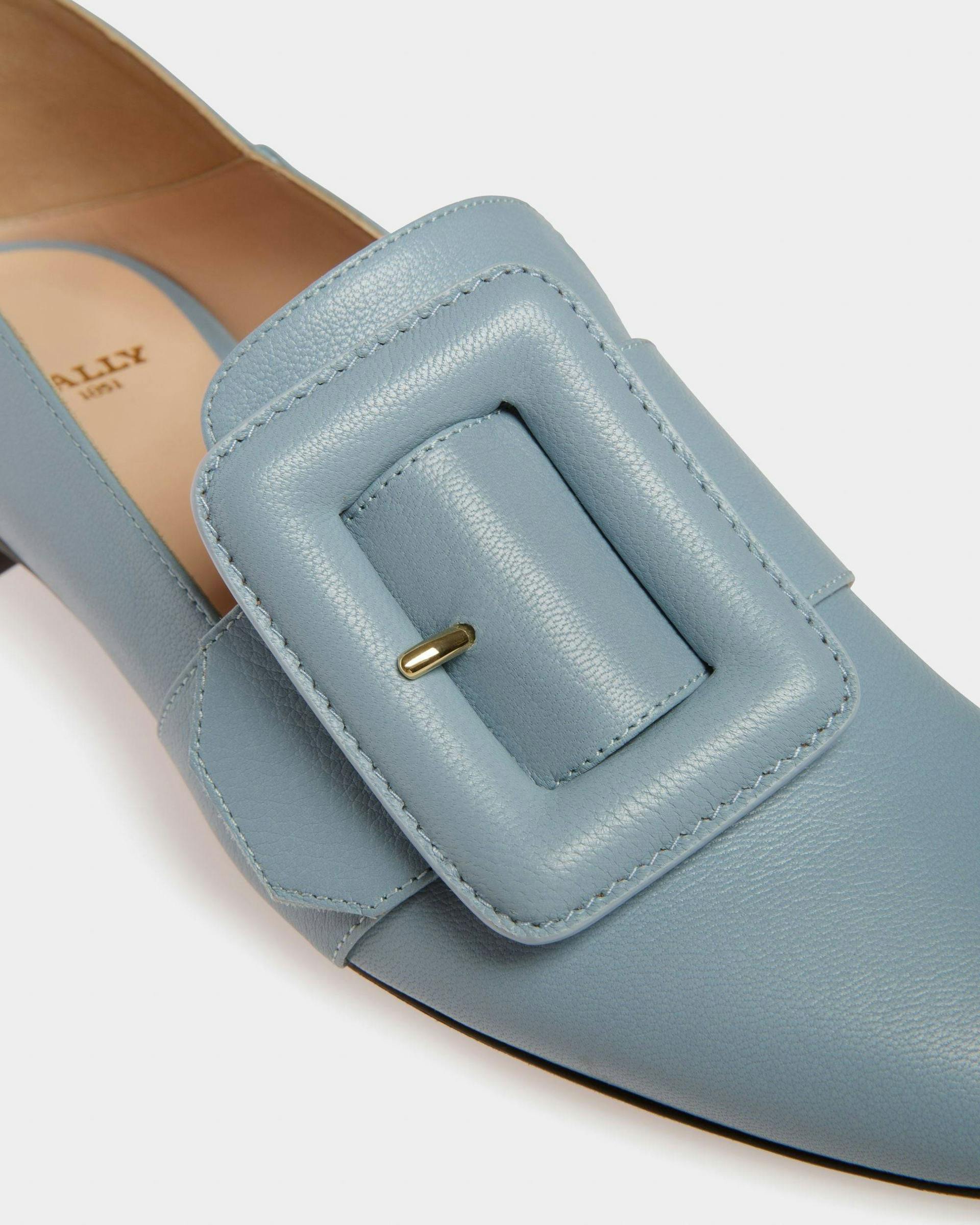 Janelle Leather Loafers In Light Blue - Women's - Bally - 04
