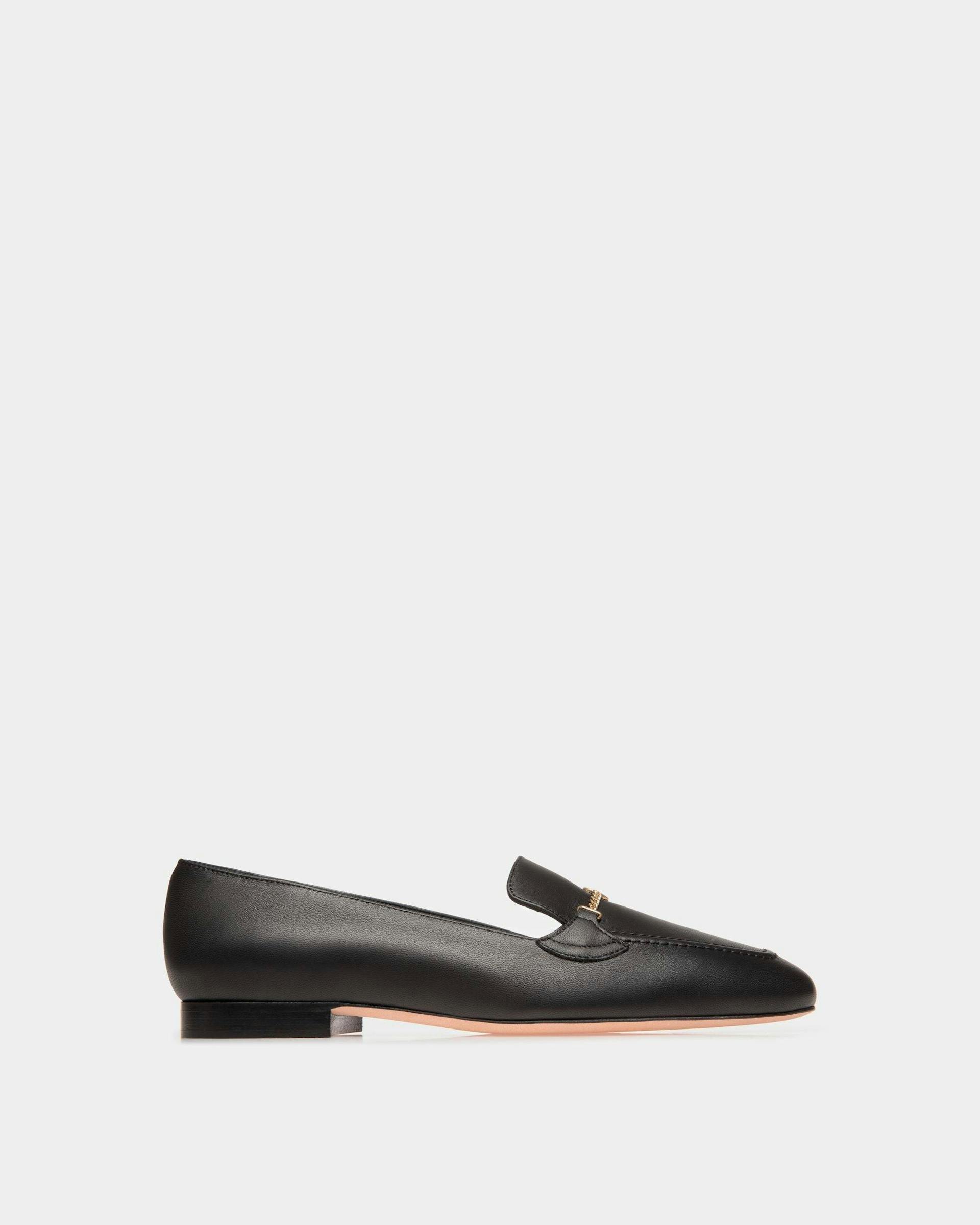 Women's Daily Emblem Loafer in Black Leather | Bally | Still Life Side