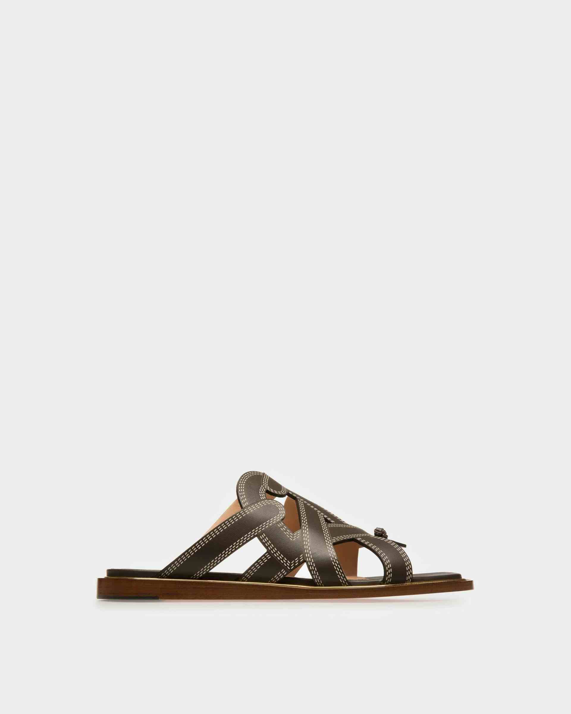 Glada Leather Flat Sandals In Brown - Women's - Bally