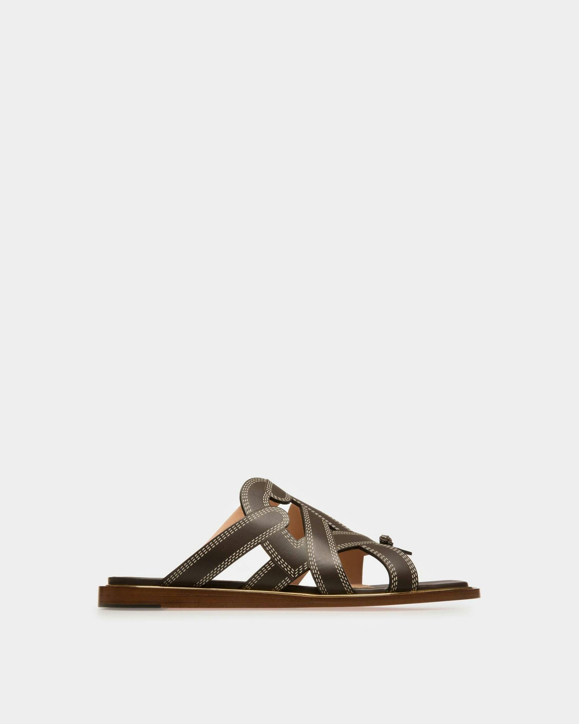Glada Leather Flat Sandals In Brown - Women's - Bally - 01