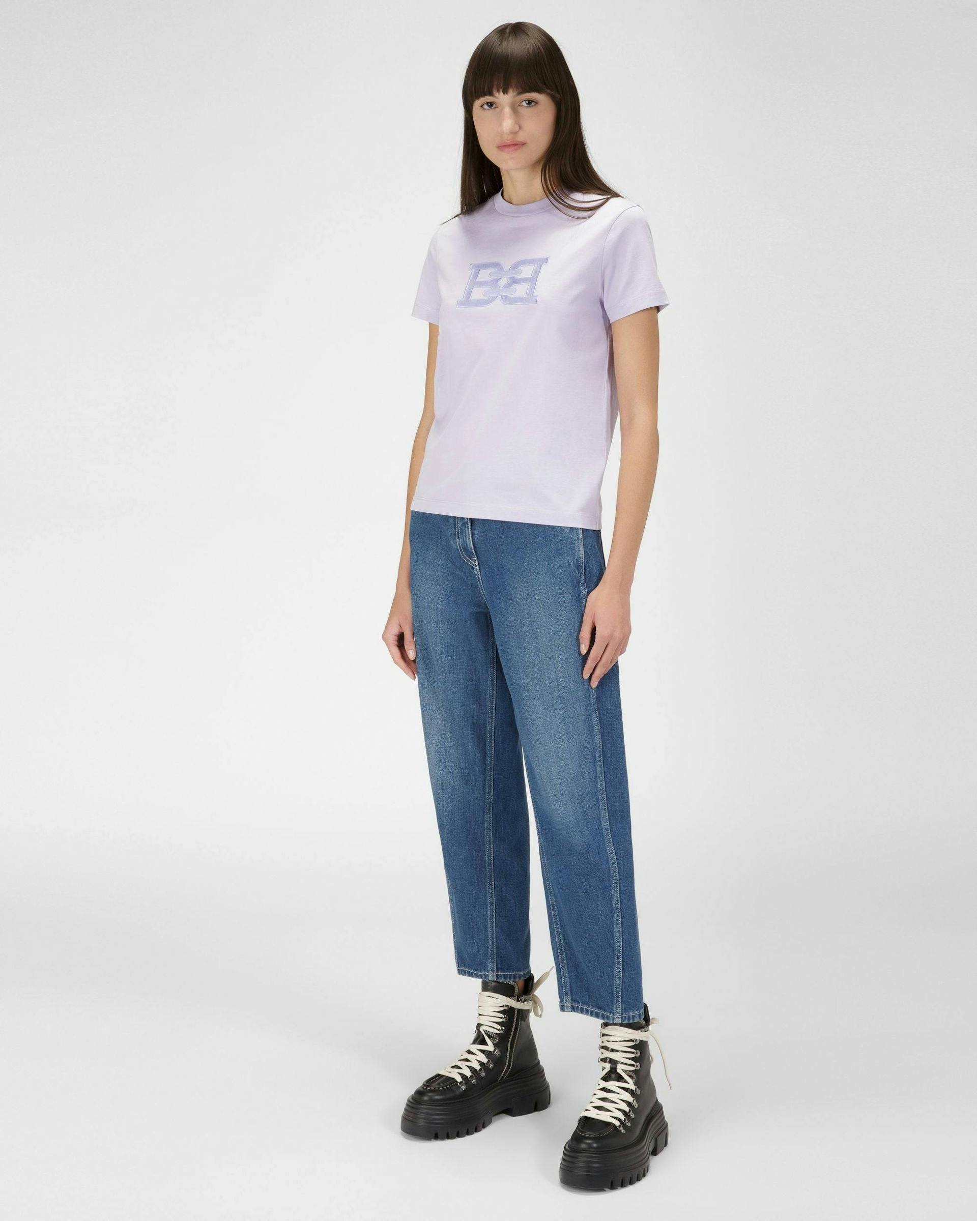 Organic Cotton T-Shirt In Lilac - Women's - Bally - 05