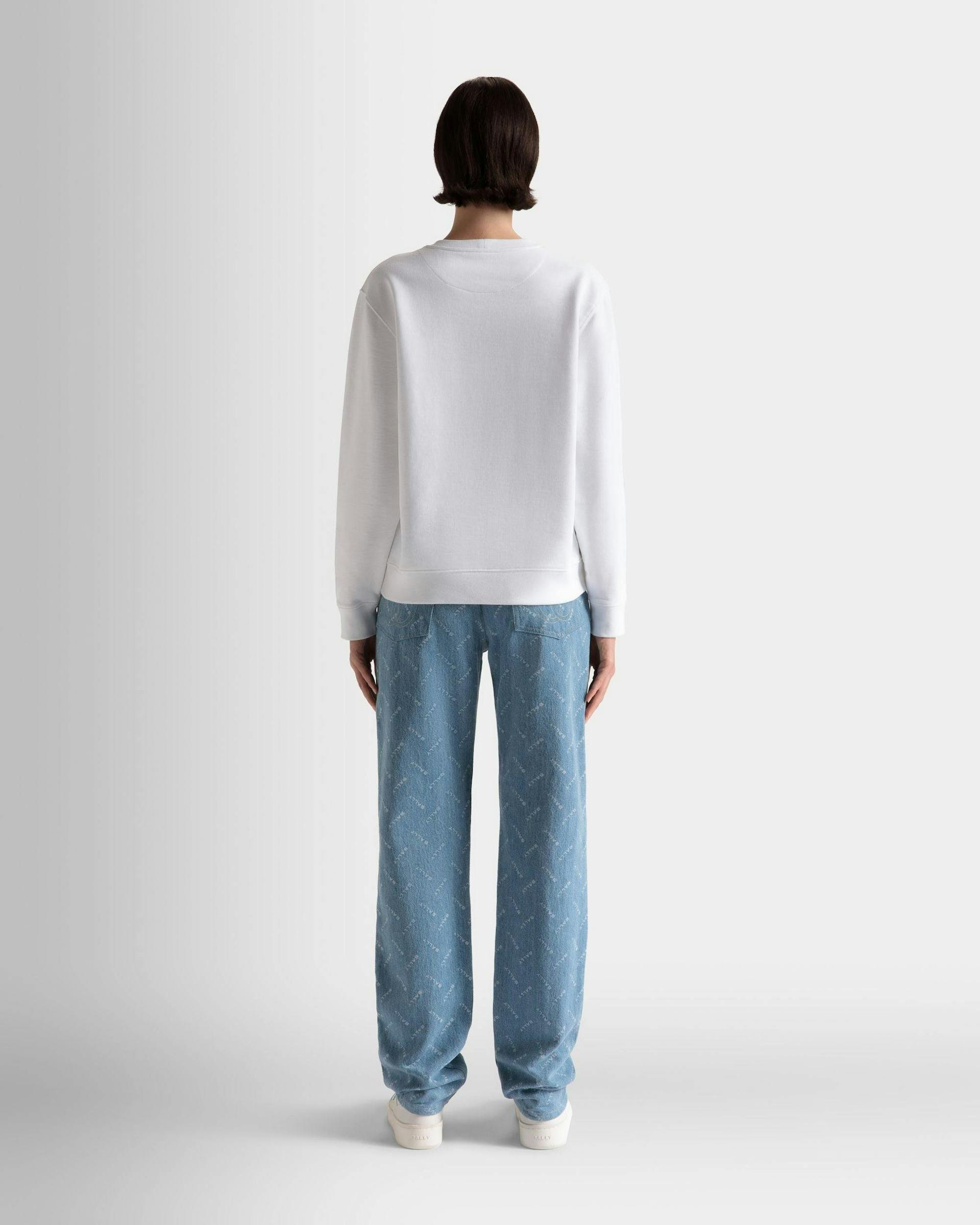 Women's Crewneck Sweatshirt in White Cotton | Bally | On Model Back