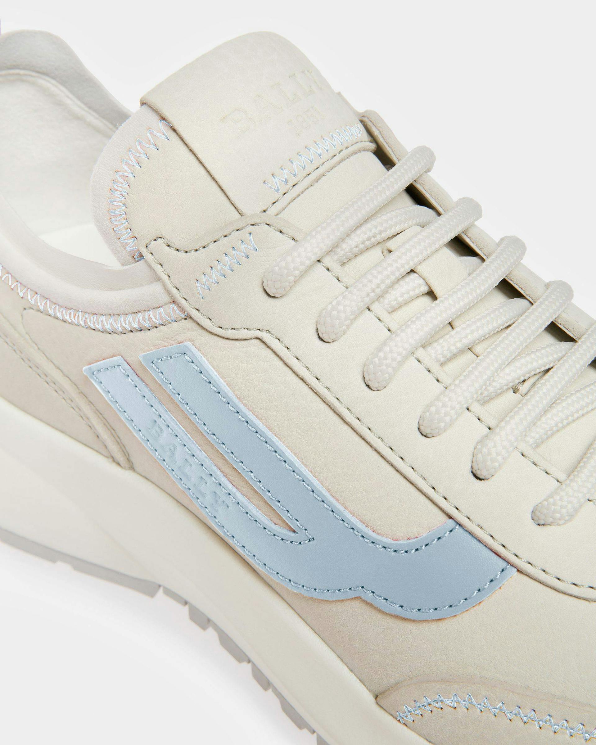 Darys Leather Sneakers In Dusty White And Light Blue - Women's - Bally - 04