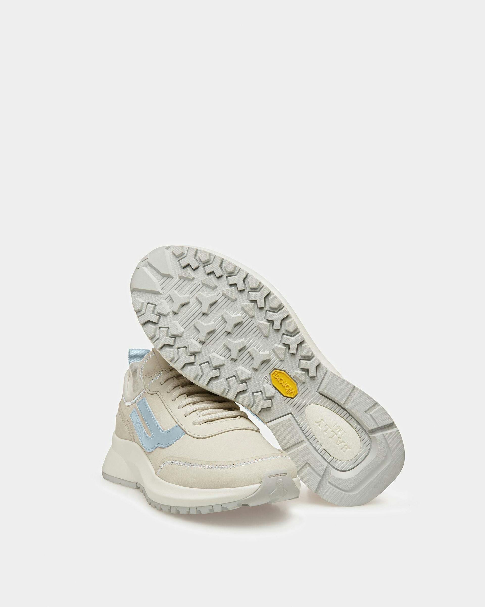 Darys Leather Sneakers In Dusty White And Light Blue - Women's - Bally - 06