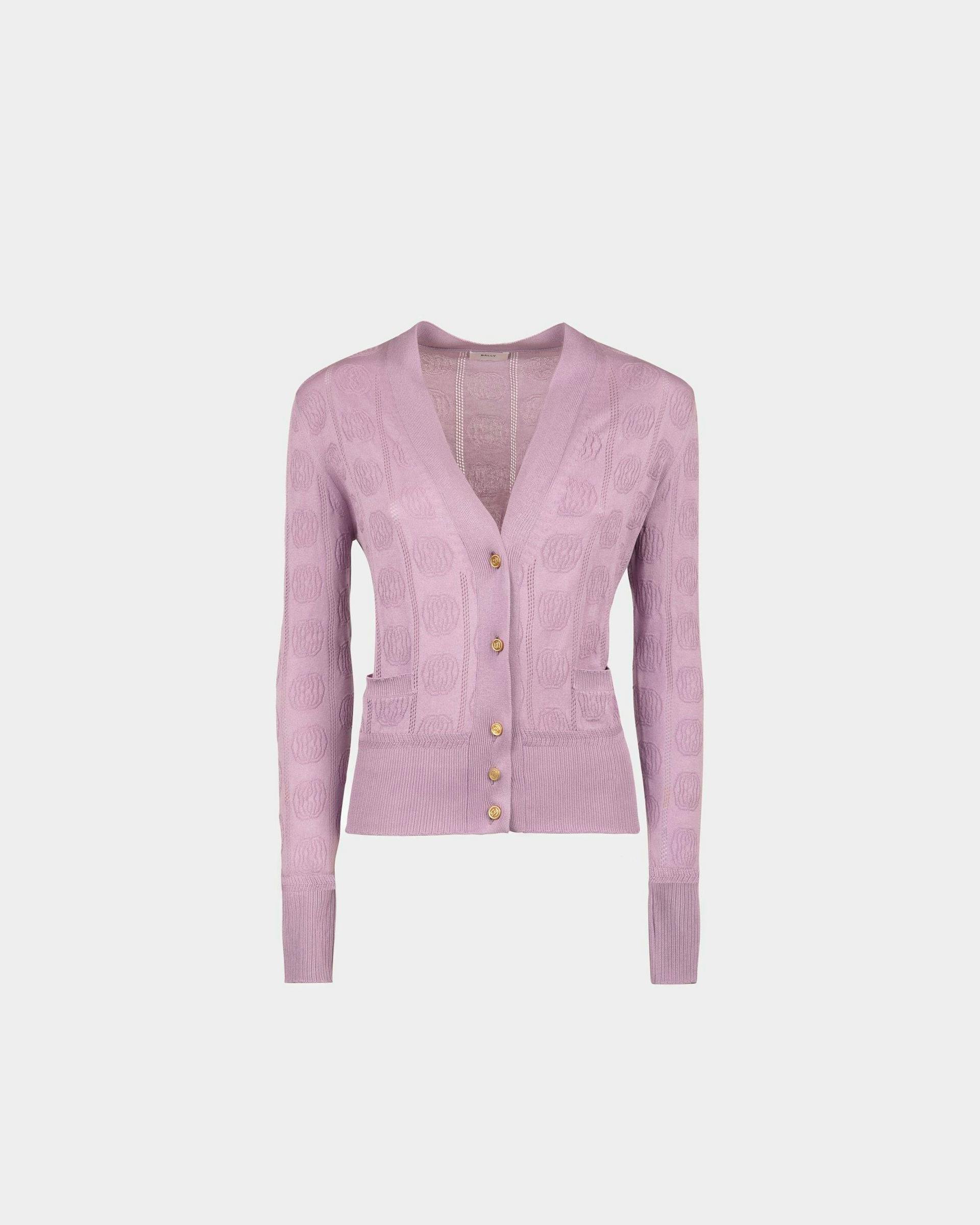 Women's Lilac Cardigan in a Silk Blend | Bally | Still Life Front