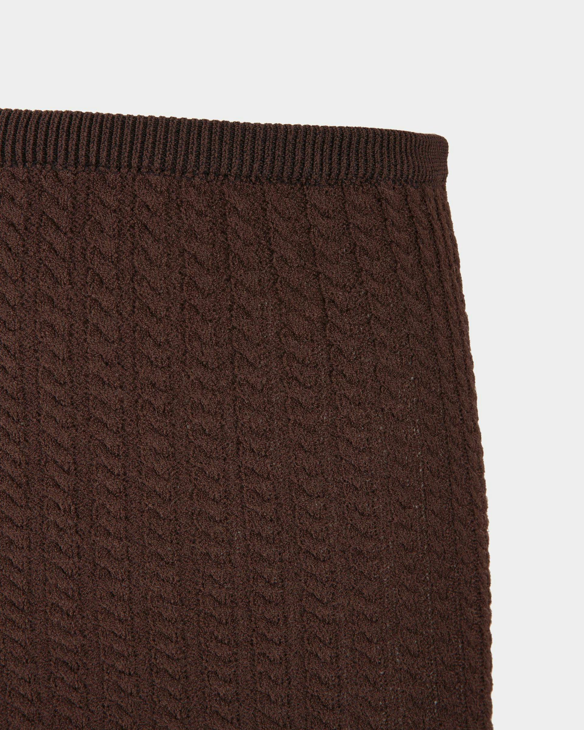 Women's Midi Skirt in Brown Cable Knit Fabric | Bally | On Model Detail