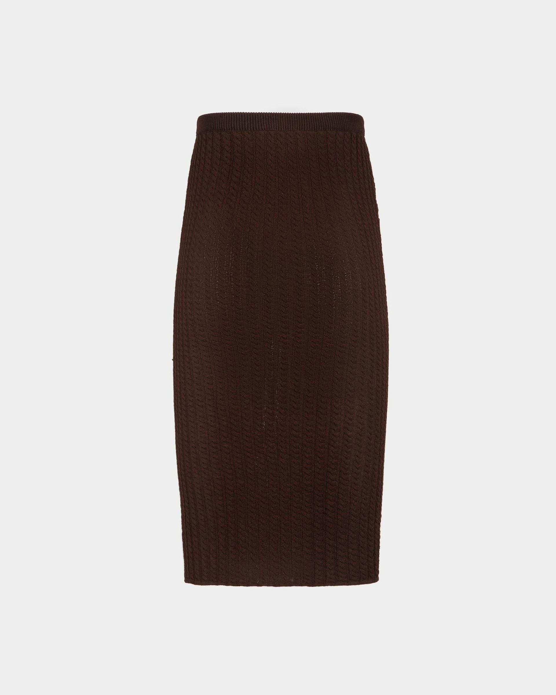 Women's Midi Skirt in Brown Cable Knit Fabric | Bally | Still Life Back