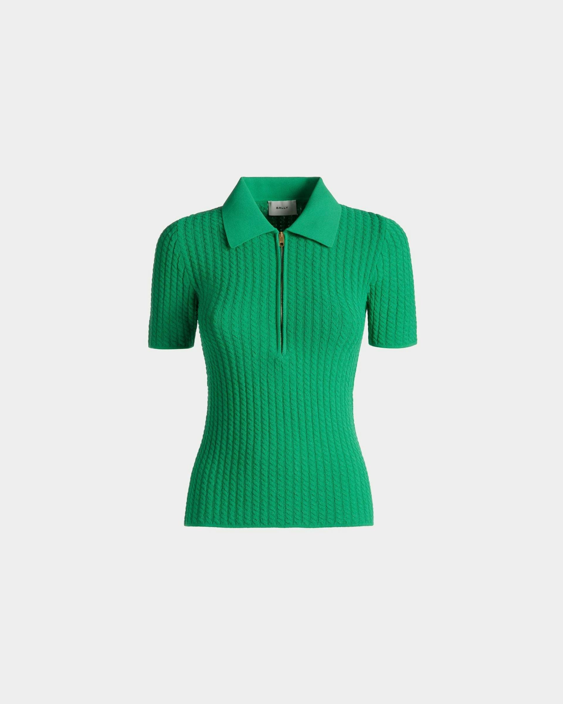 Women's Half Zip Polo Shirt in Knit Fabric | Bally | Still Life Front