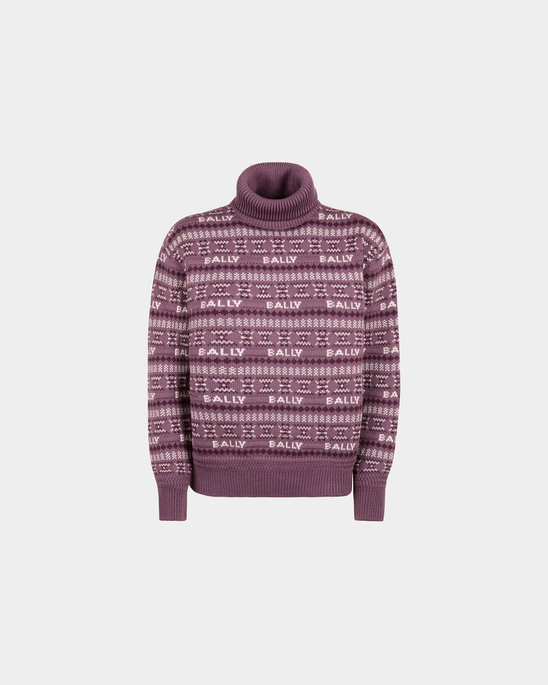 Women's Turtleneck Sweater In Purple Wool | Bally | Still Life Front