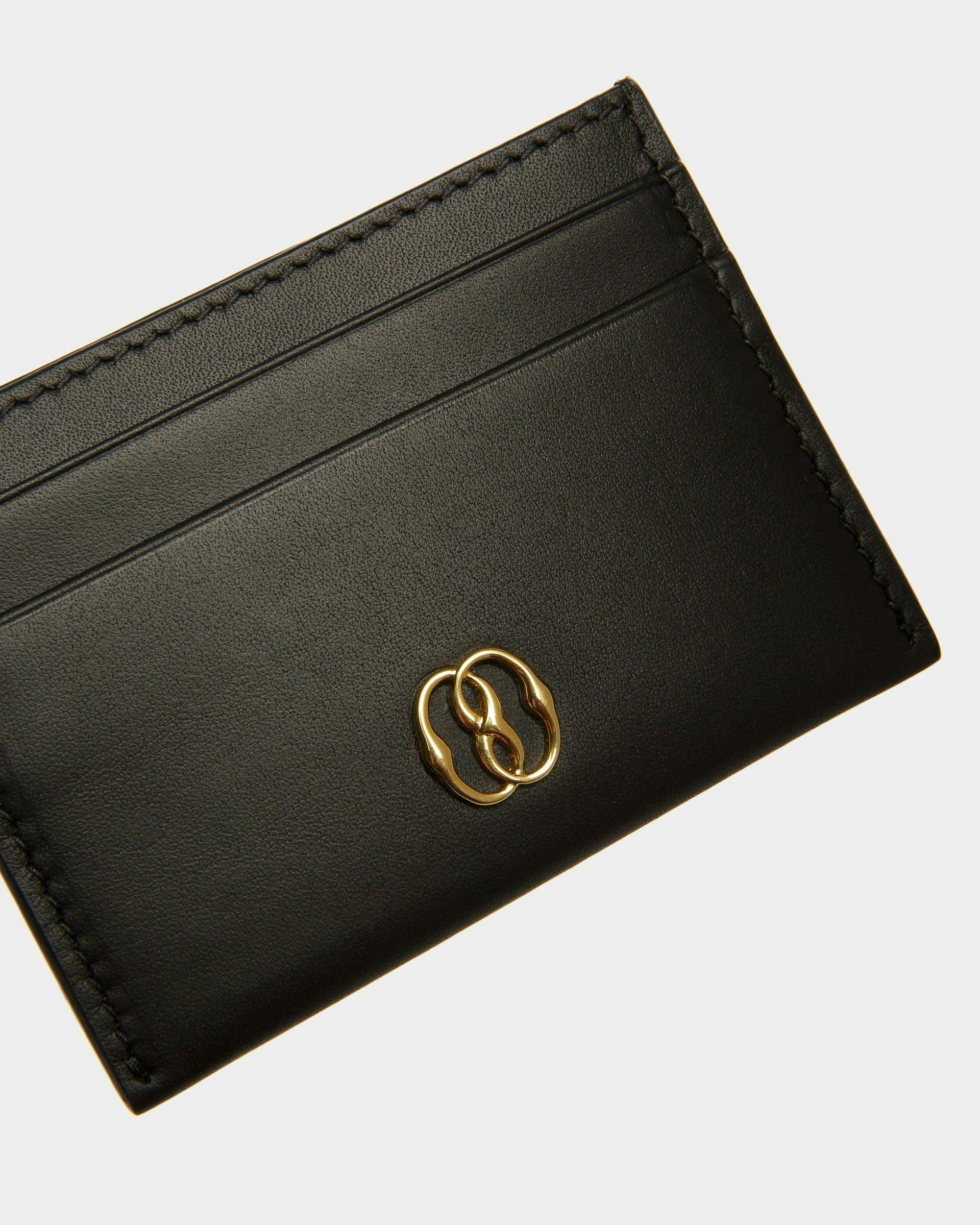 Emblem Card Holder In Black Leather - Women's - Bally - 04