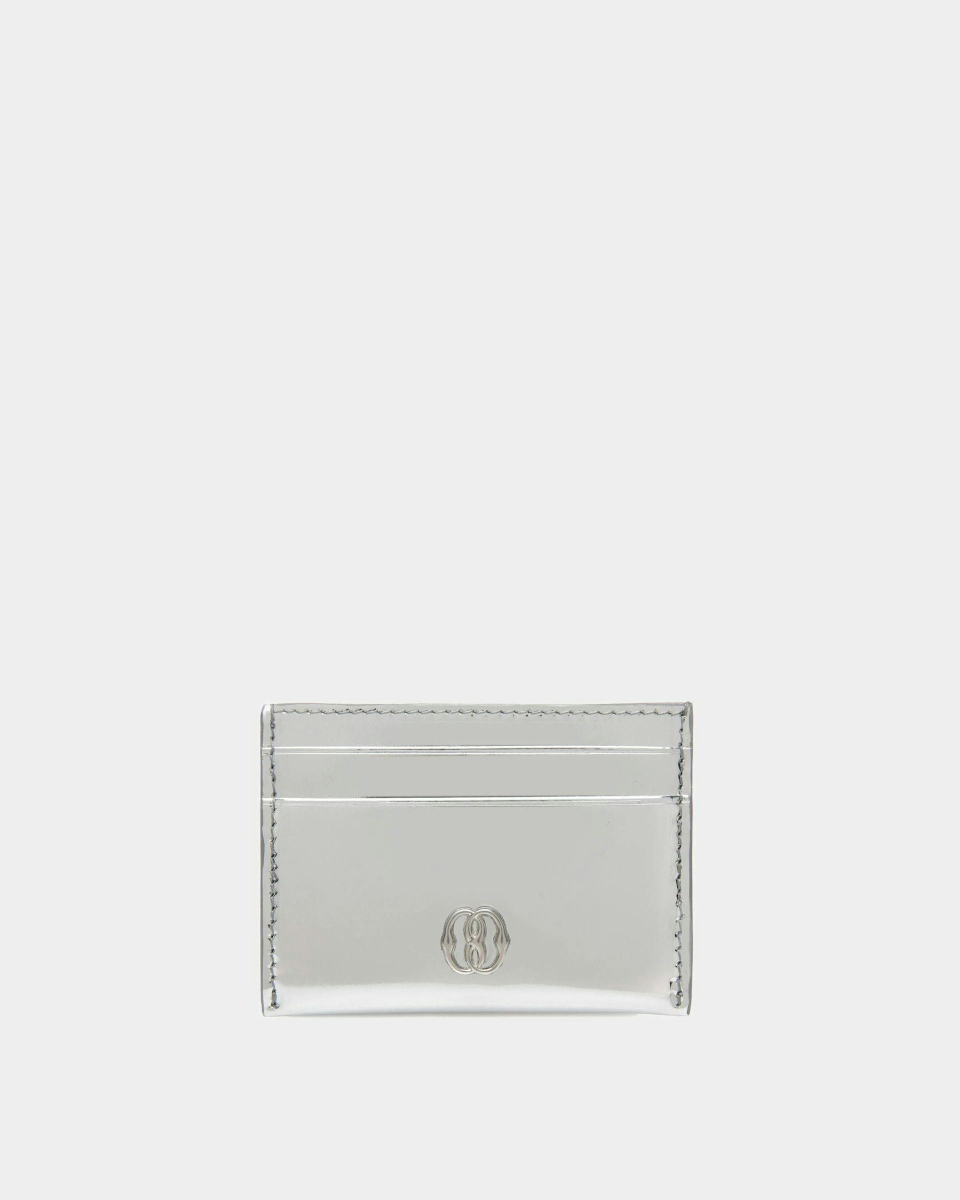 Emblem Business Card Holder In Silver Leather - Women's - Bally - 01