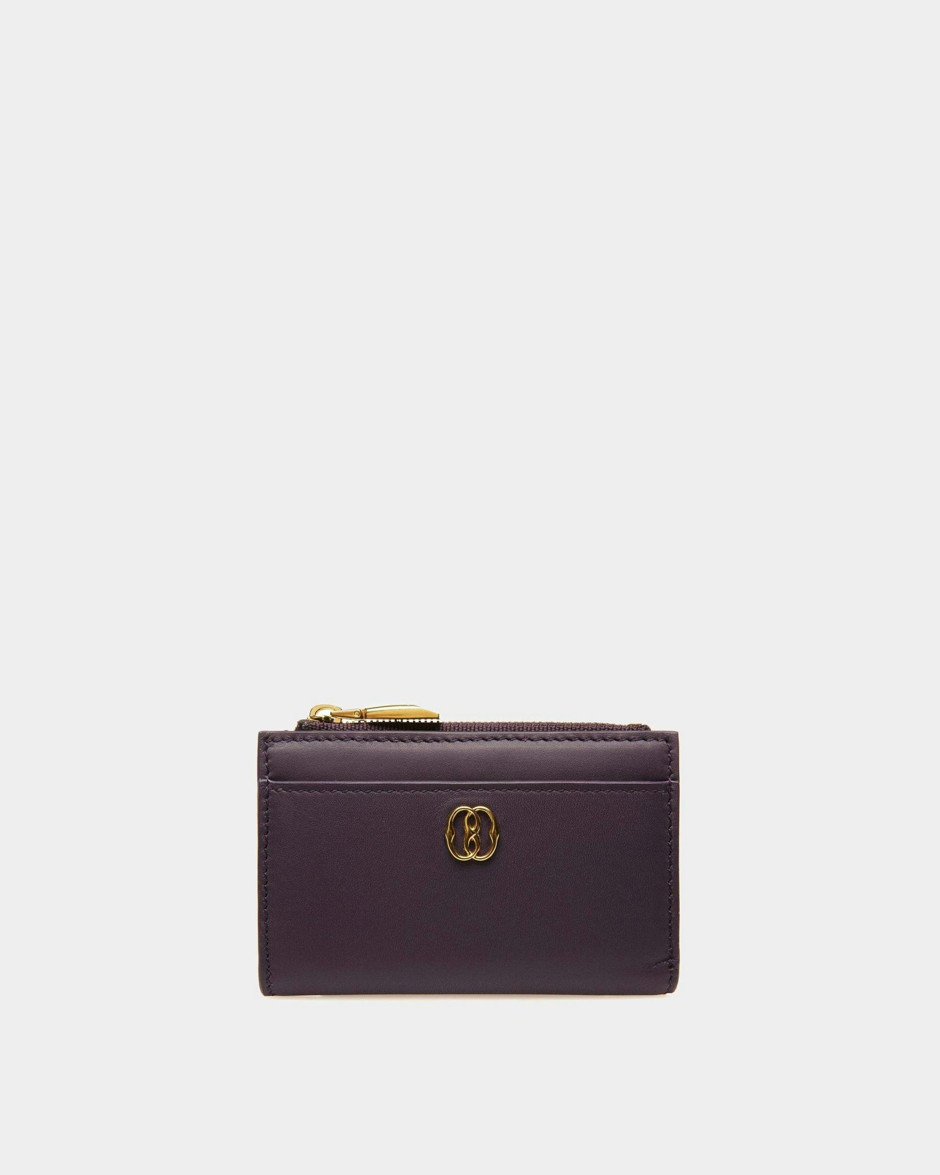 Emblem Wallet In Orchid Leather - Women's - Bally - 01