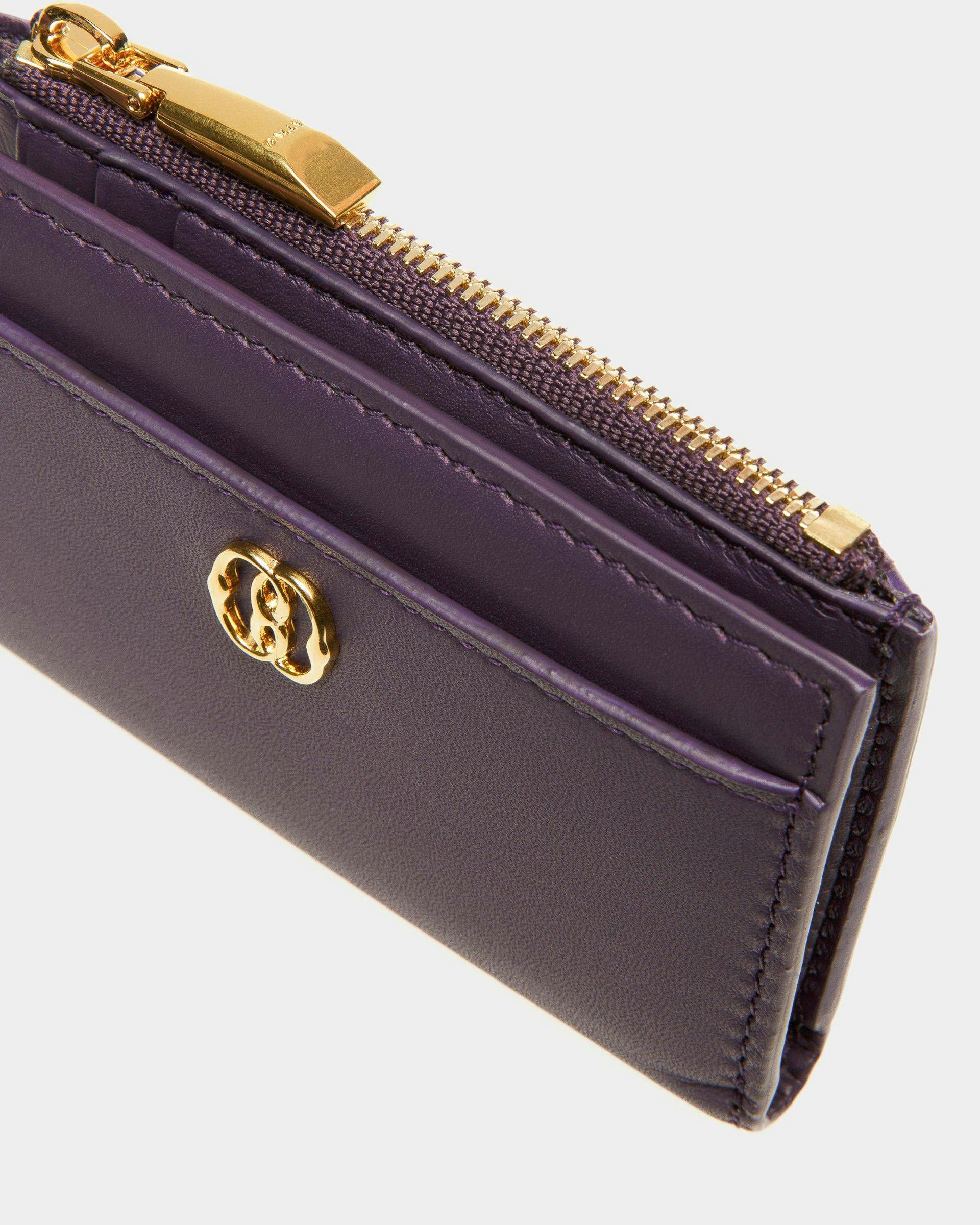 Emblem Wallet In Orchid Leather - Women's - Bally - 04