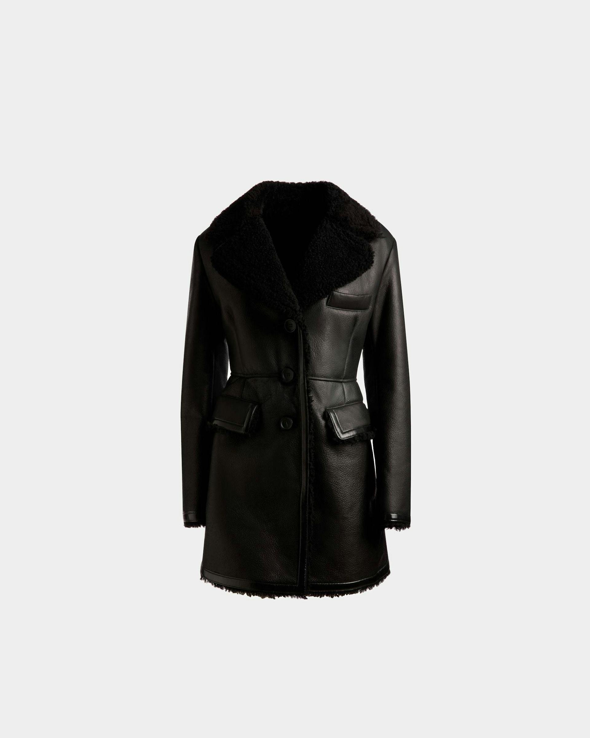 Wool-lined Coat In Black Leather - Women's - Bally - 01