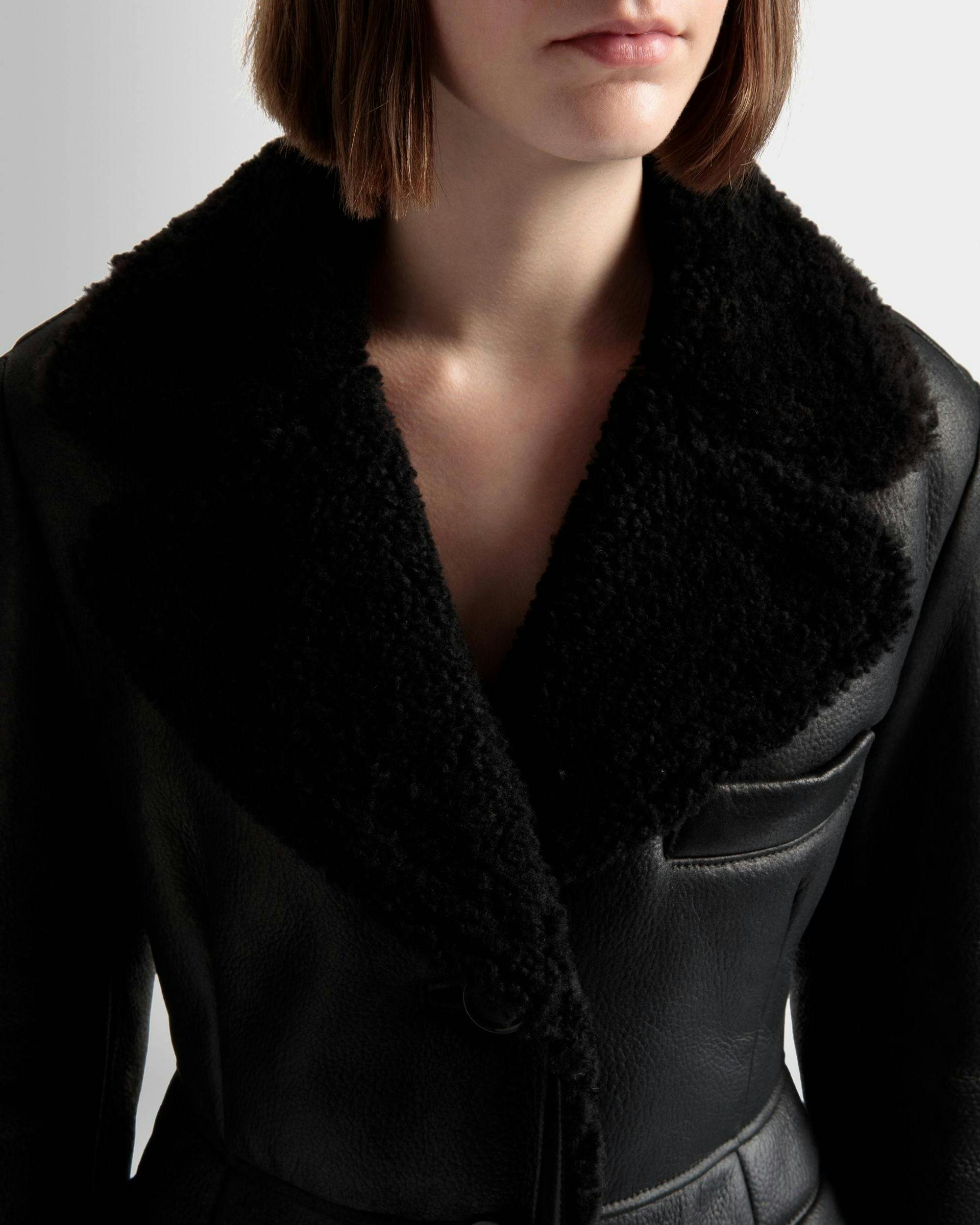 Wool-lined Coat In Black Leather - Women's - Bally - 04