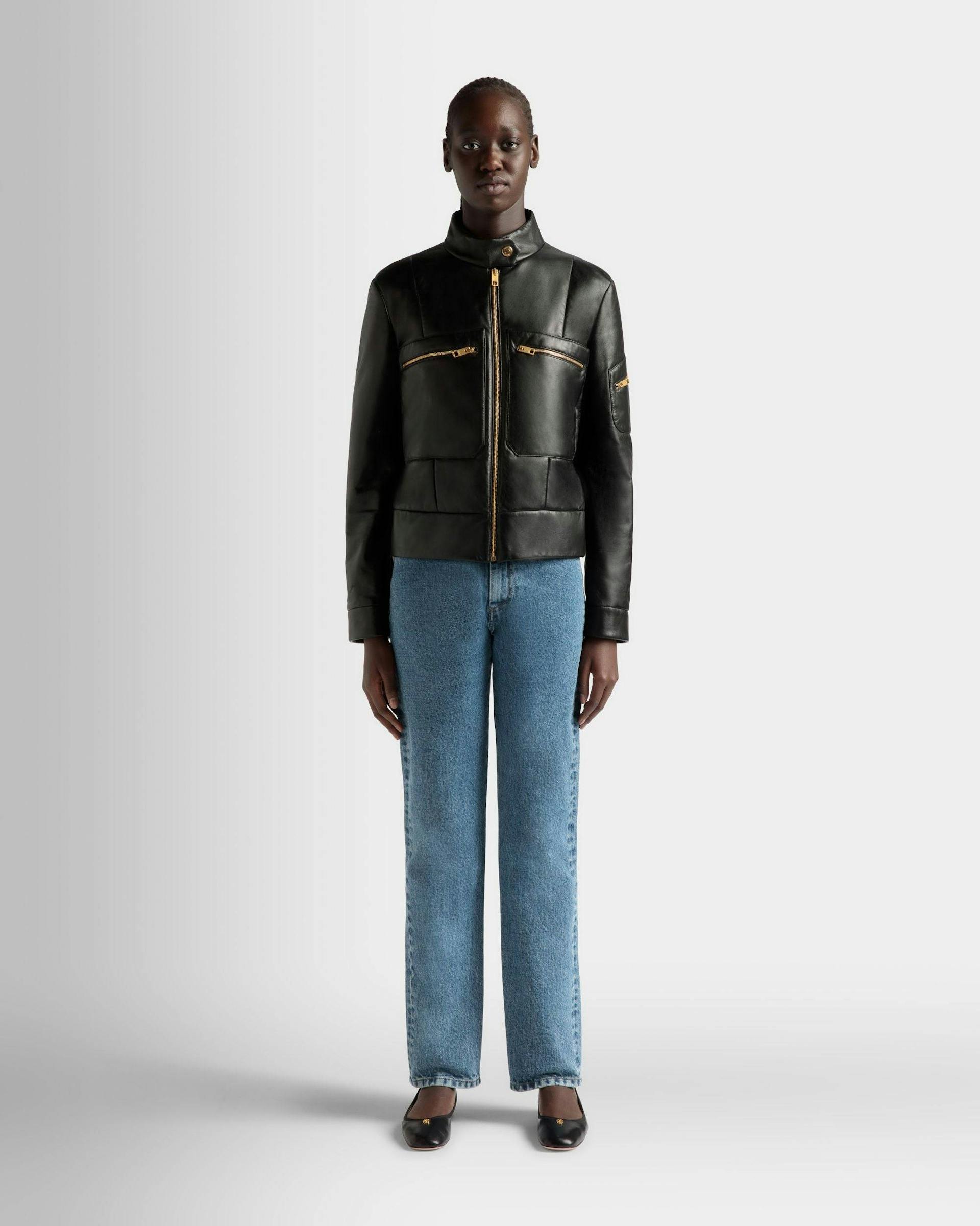 Women's Jacket In Black Leather | Bally | On Model Front
