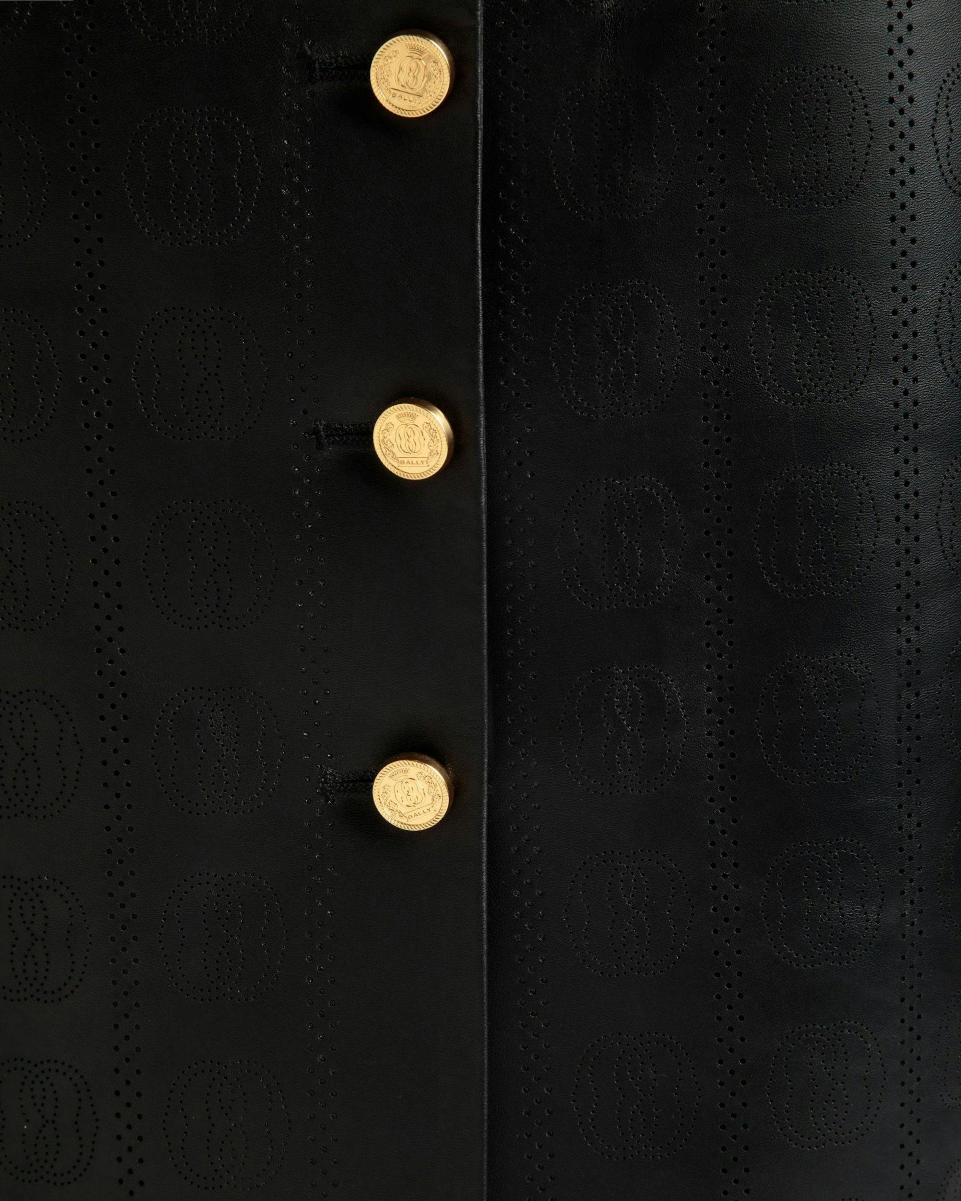 Women's Midi Skirt In Black Leather | Bally | On Model Detail