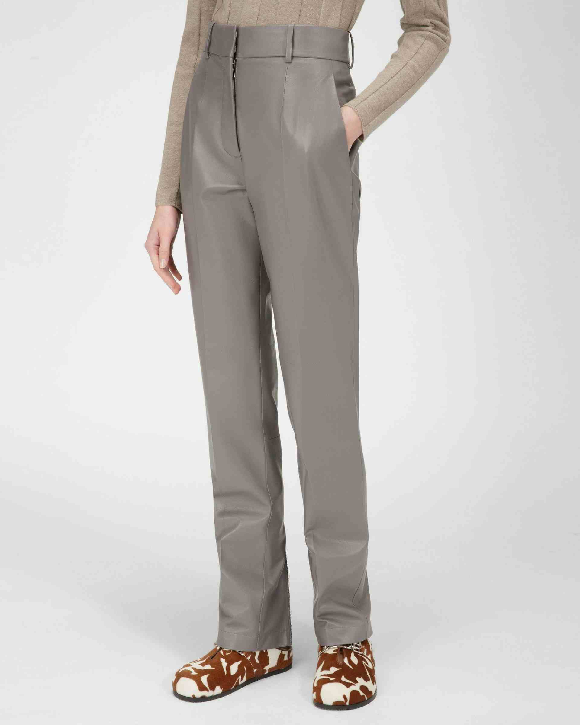 Leather Trousers In Grey - Women's - Bally