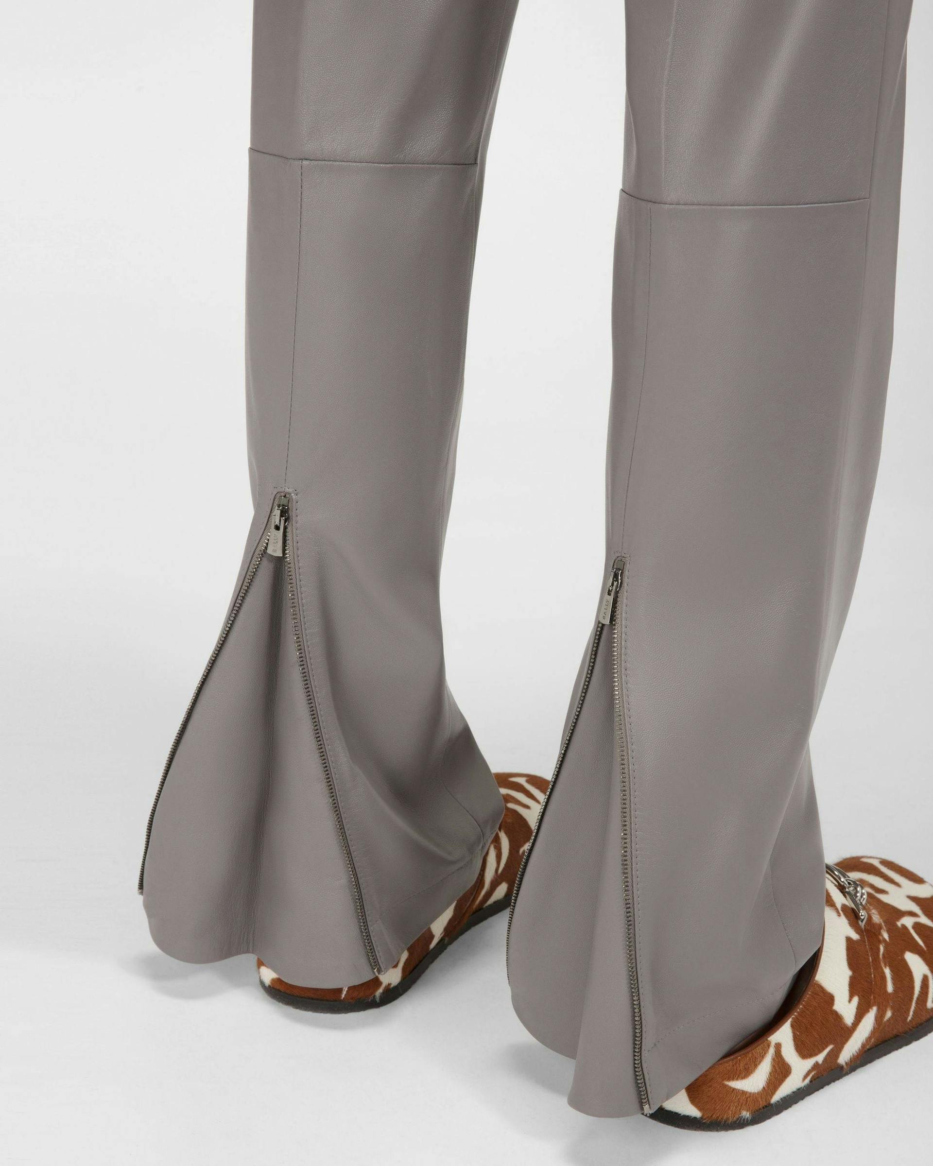 Leather Trousers In Grey - Women's - Bally - 02