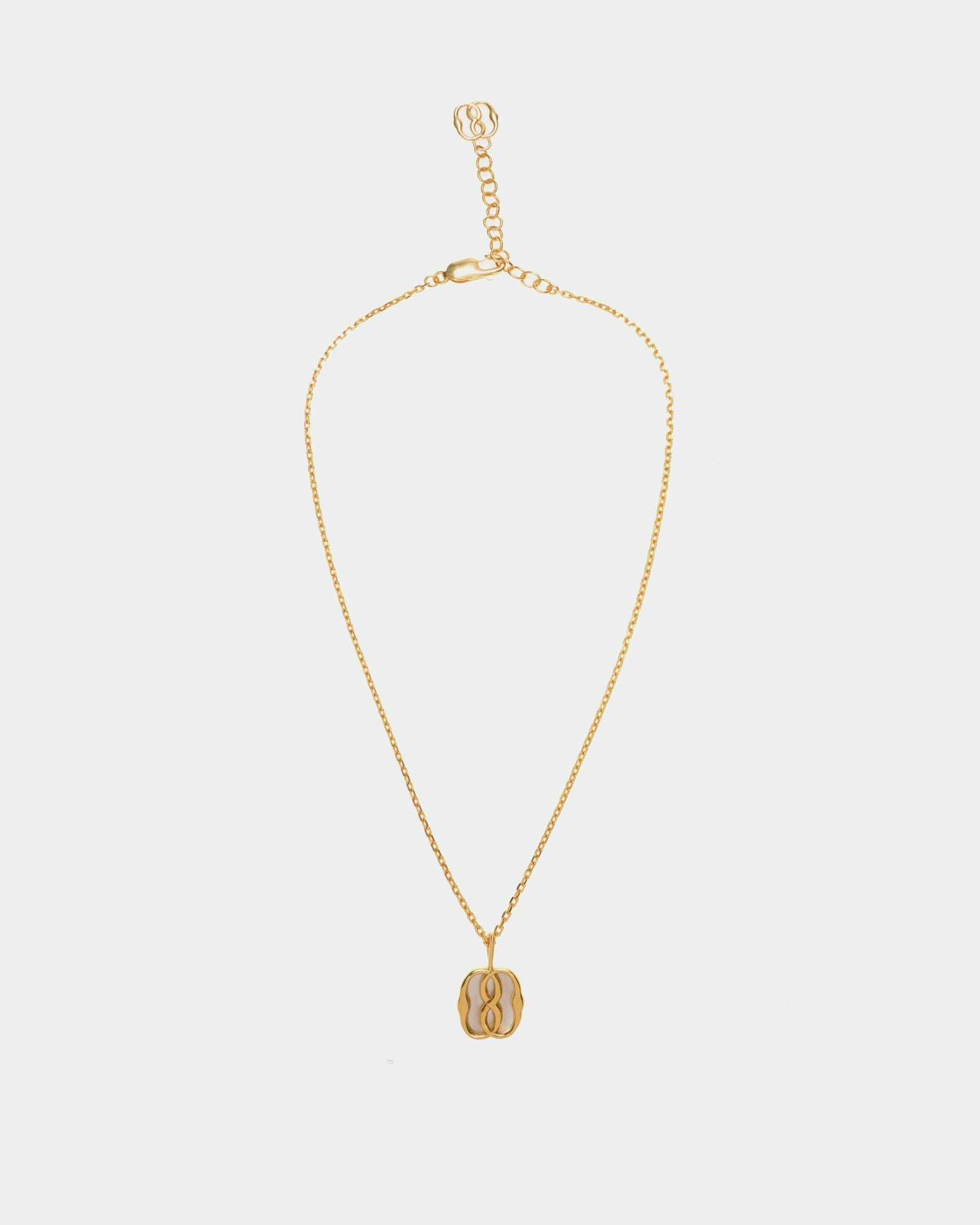 Women's Emblem Necklace in Gold-tone Eco Brass and Mother of Pearl | Bally | Still Life Front