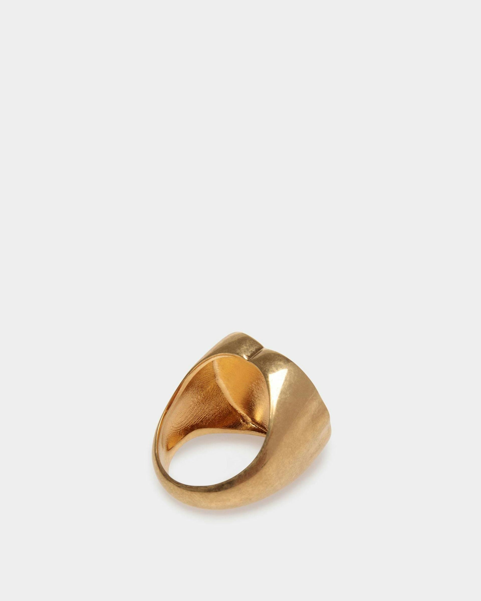 Women's Emblem Ring in Gold Eco Brass | Bally | Still Life Back