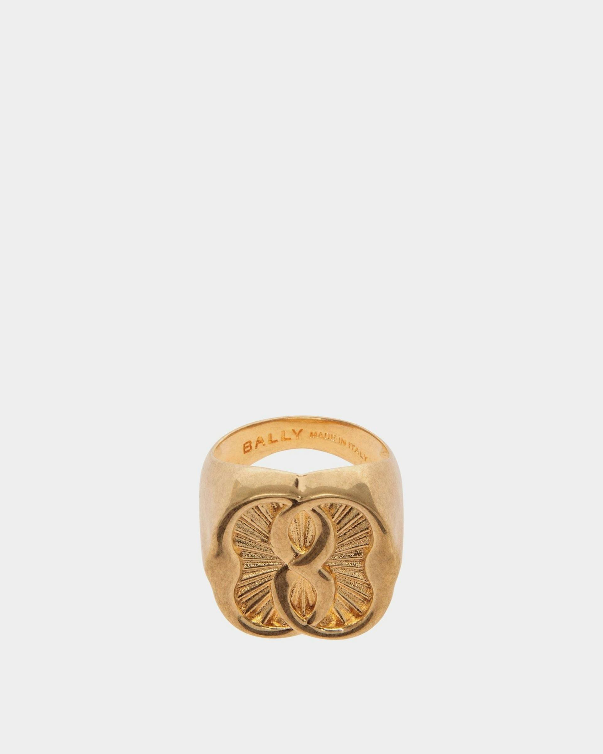 Women's Emblem Ring in Gold Eco Brass | Bally | Still Life Open / Inside