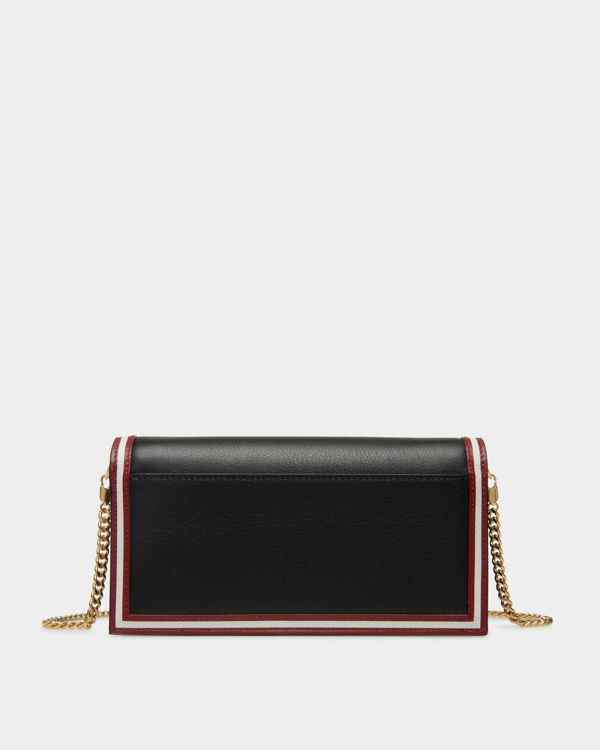 Women's Code Wallet on a Chain in Black Leather | Bally | Still Life Back