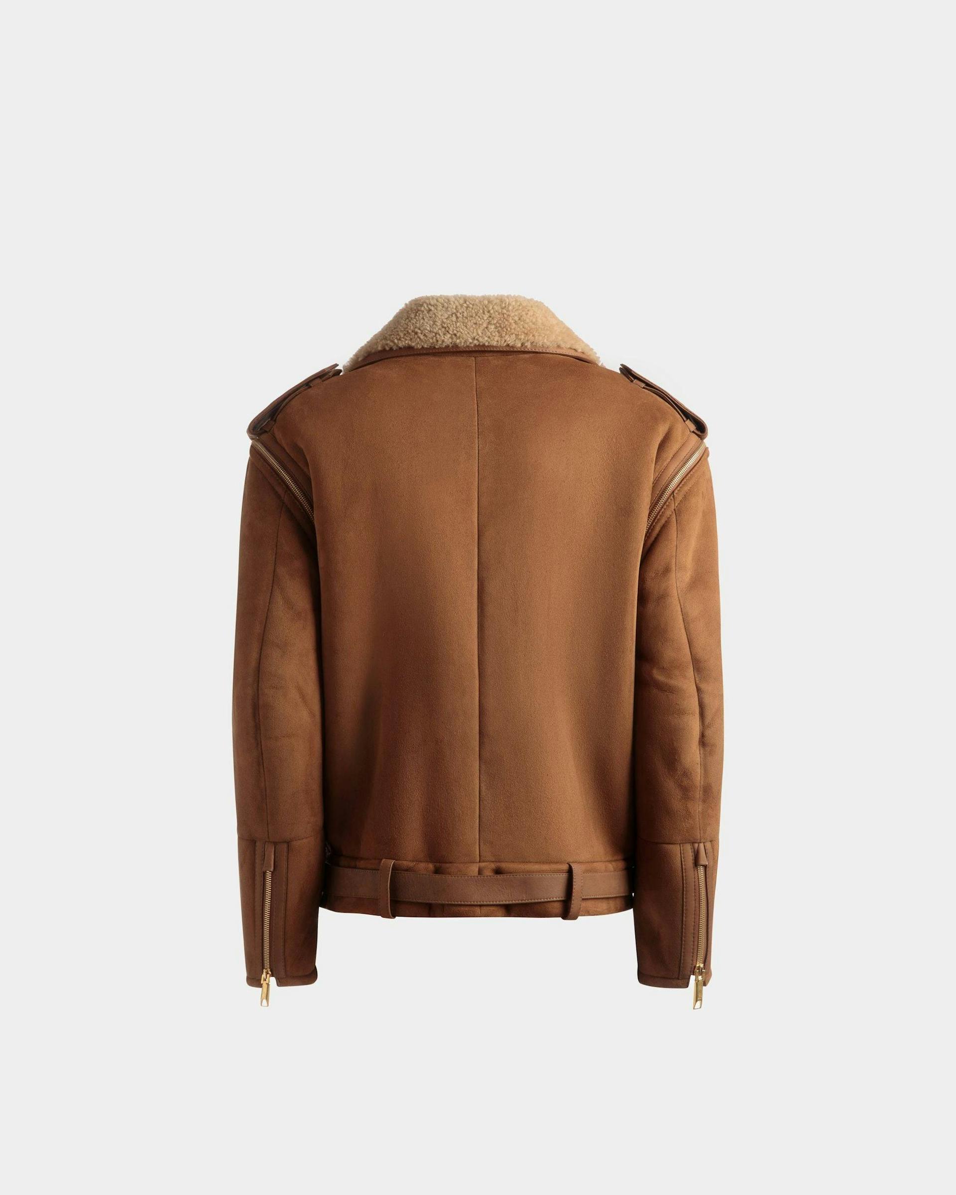 Double-Breasted Shearling Jacket In Brown Suede - Women's - Bally - 06