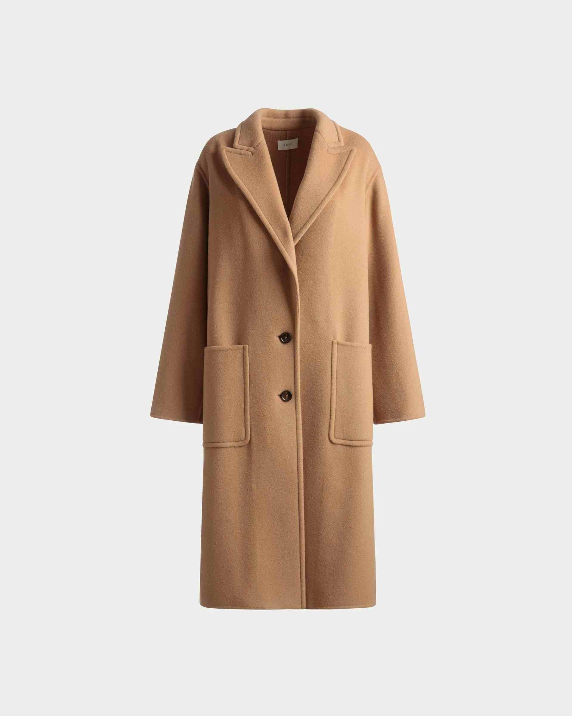 Single-Breasted Coat In Camel Cashmere Wool Mix - Women's - Bally