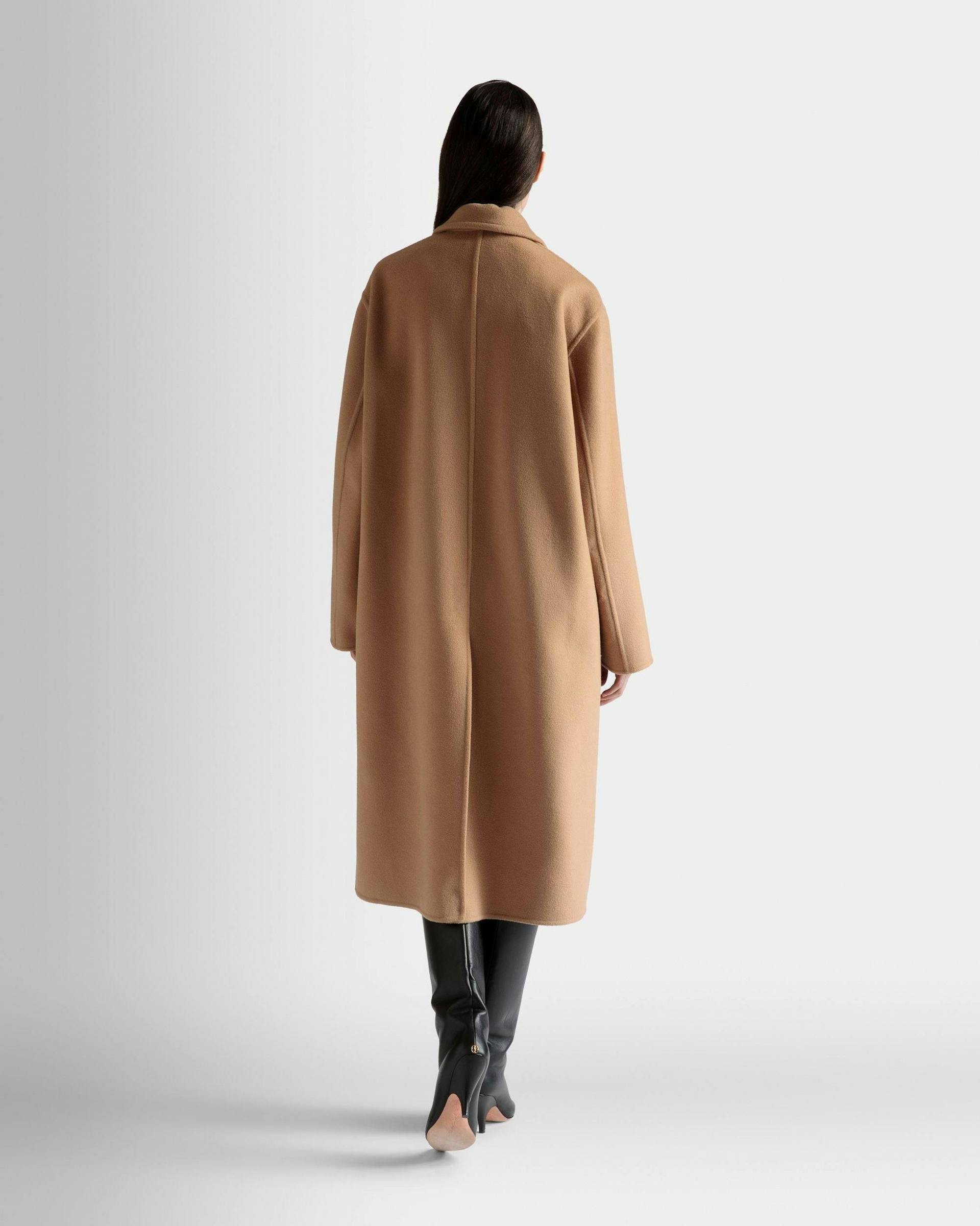 Single-Breasted Coat In Camel Cashmere Wool Mix - Women's - Bally - 06