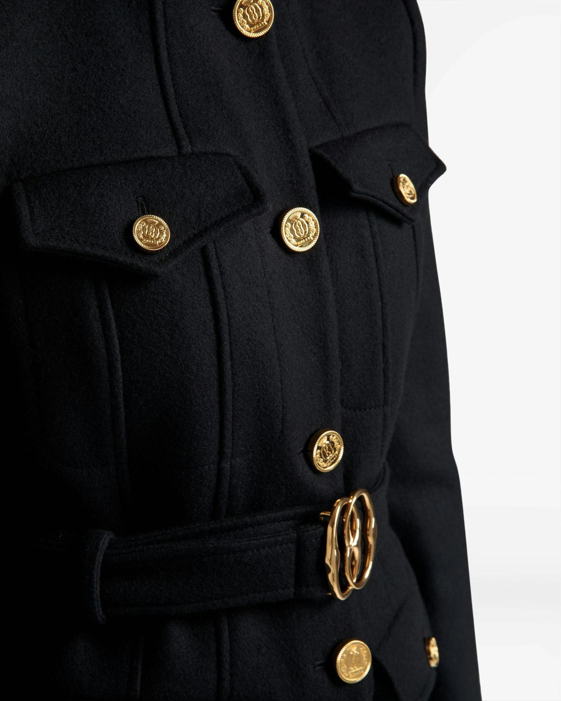 Belted Jacket In Navy Wool - Women's - Bally - 04