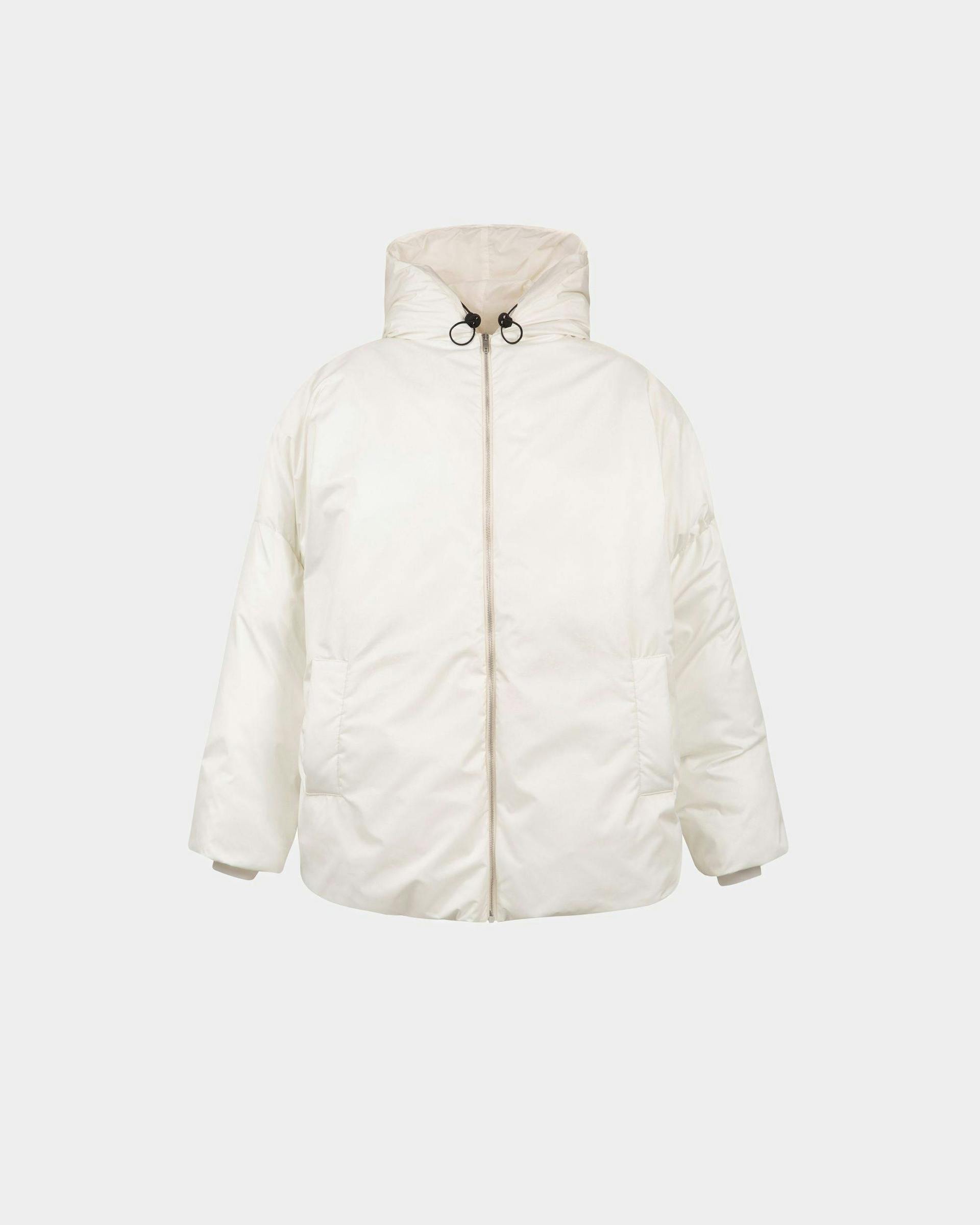 Women's Puffer Jacket In White Nylon | Bally | Still Life Front
